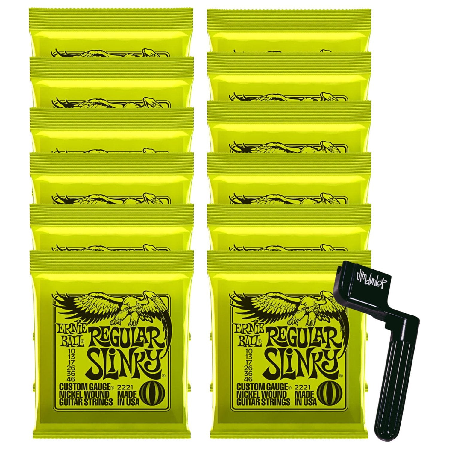 12 Sets Of Ernie Ball 2221 Nickel Regular Slinky Electric Strings (10 46) W/Fre