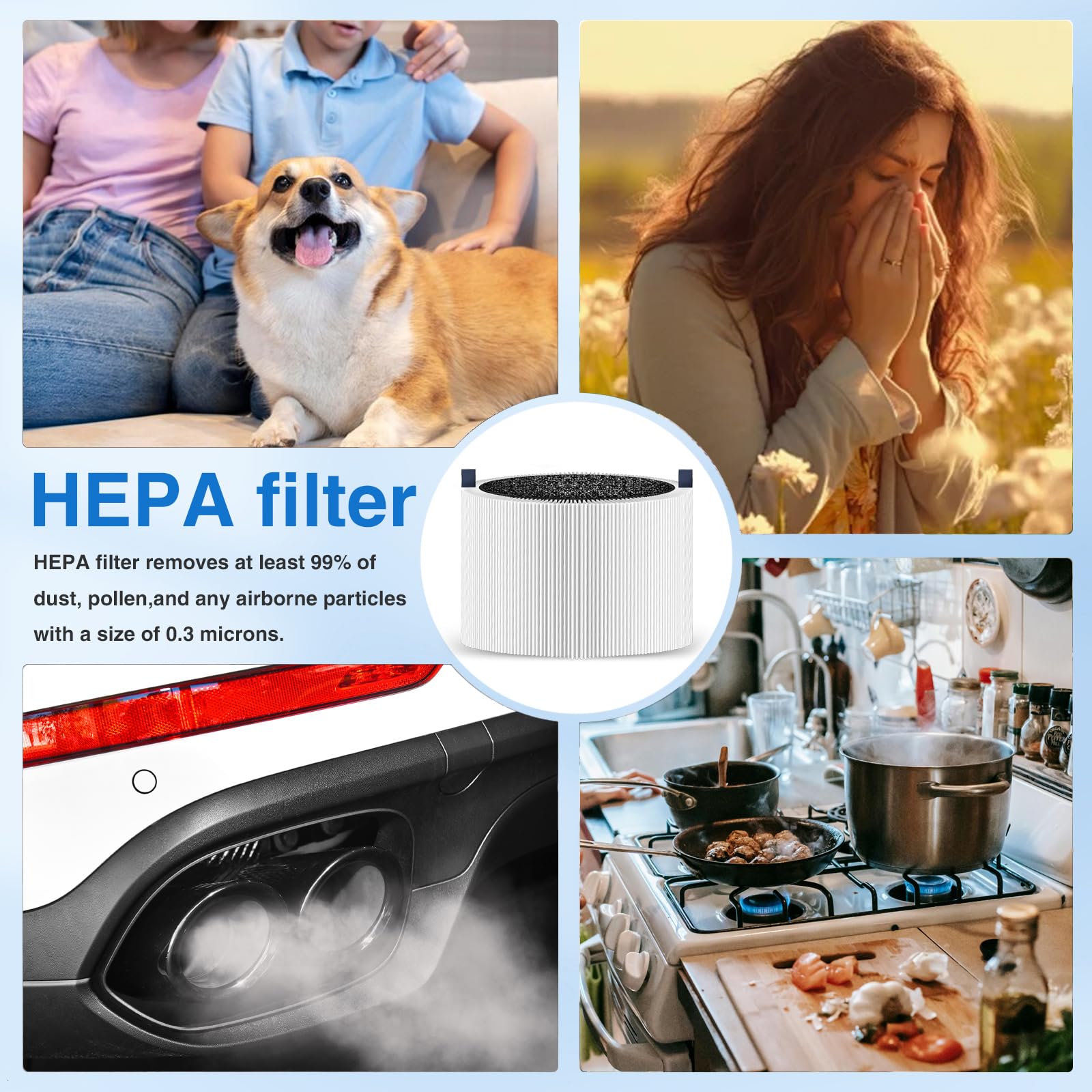 211I Max Replacement Filter Compatible With Blue Pure 211I Max Air Purifier. Blue Pure F2Max, 3 In 1 H13 Ture Hepa And High Effi