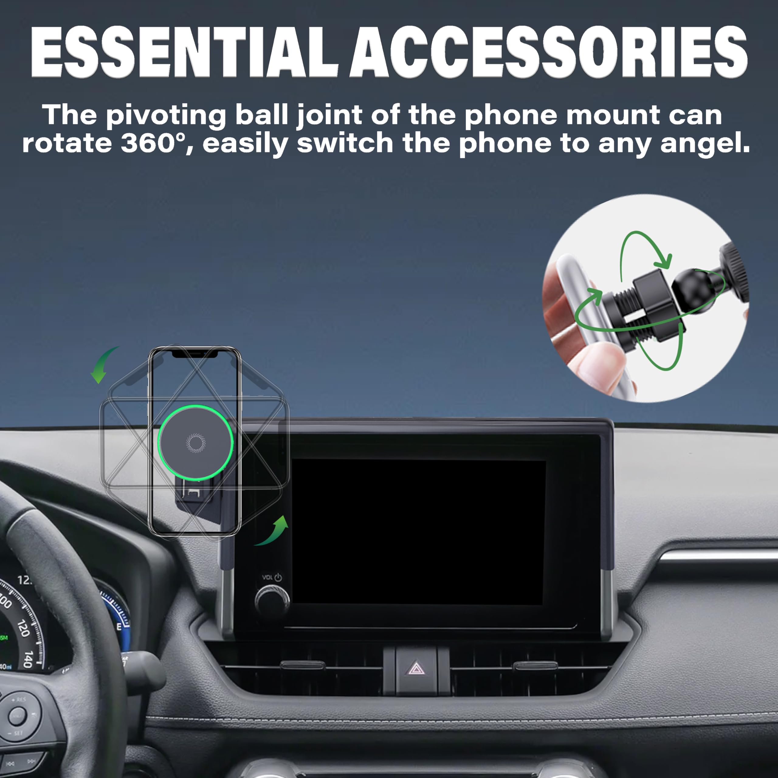Abeeygeomarn Car Phone Holder For Toyota Rav4 2019-2025 Accessories Apply To 7/8 Inch Touch Screen15W Fast Wireless Charger Scre