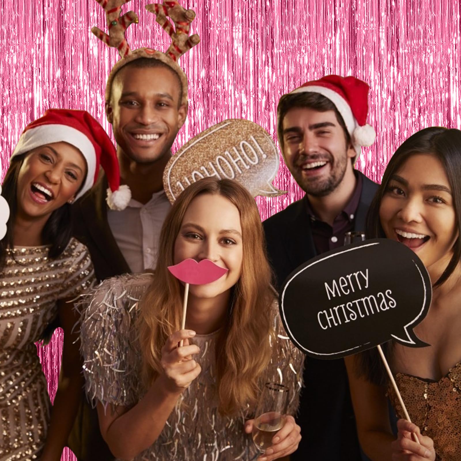 3 Pack Pink Backdrop Birthday Party Decorations Tinsel Foil Fringe Curtains Backdrop Streamer Bachelorette Christmas Graduation