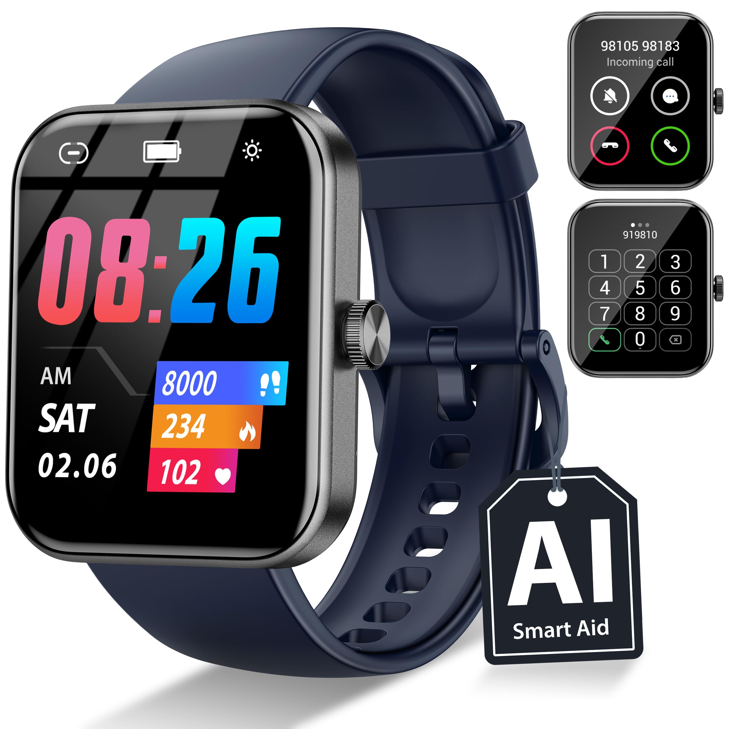 YTE PRO Smart Watch for Women Men (Answer/Make Call), 1.83HD Fitness Watch with Heart Rate/Blood Oxygen Monitor/Sleep Monitor,