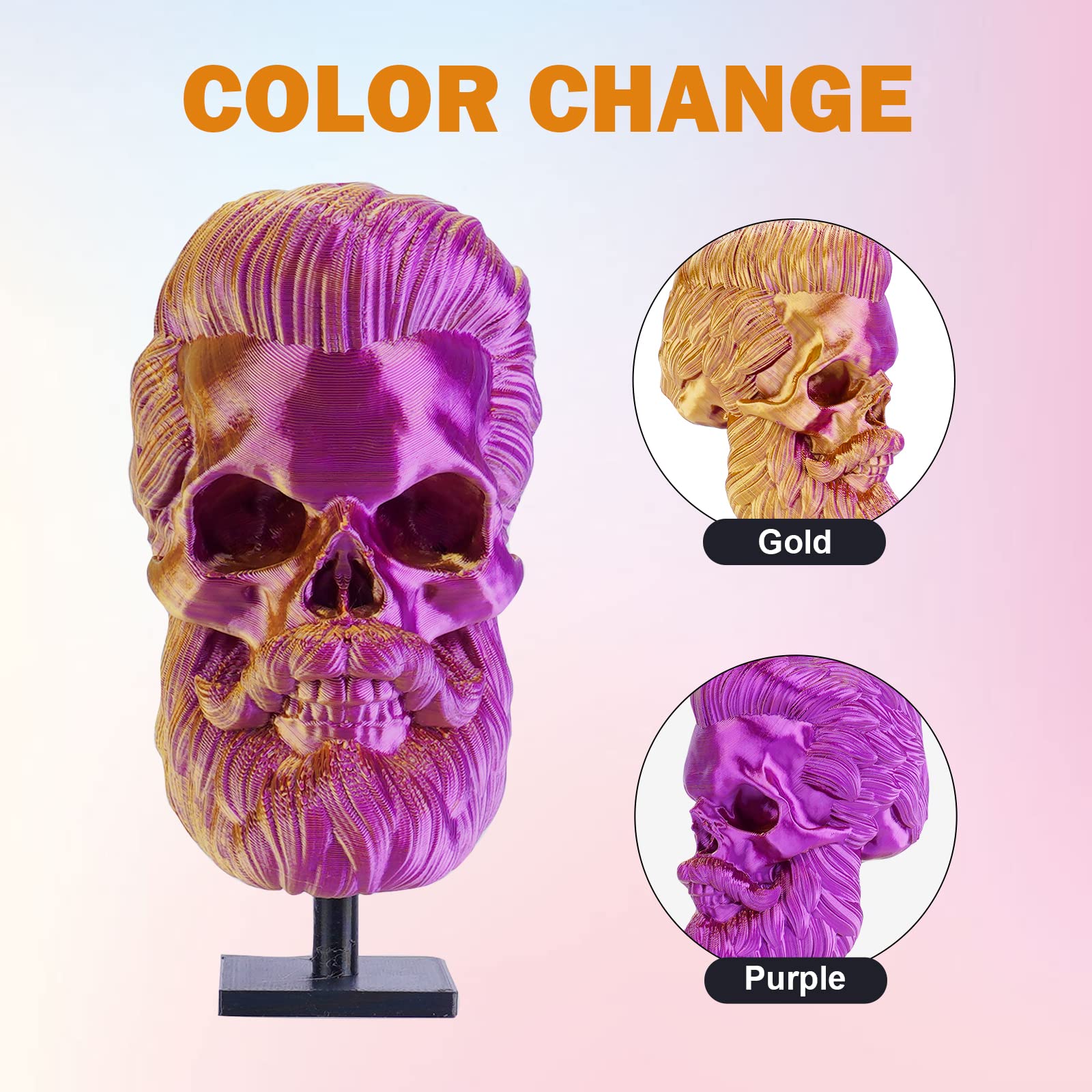 Eryone Silk Dual Color Filament Pla 3D Printer 1.75Mm +/  0.03Mm, Coextrusion Filament Pla Shiny Filament 1Kg(2.2Lbs), Gold Purp