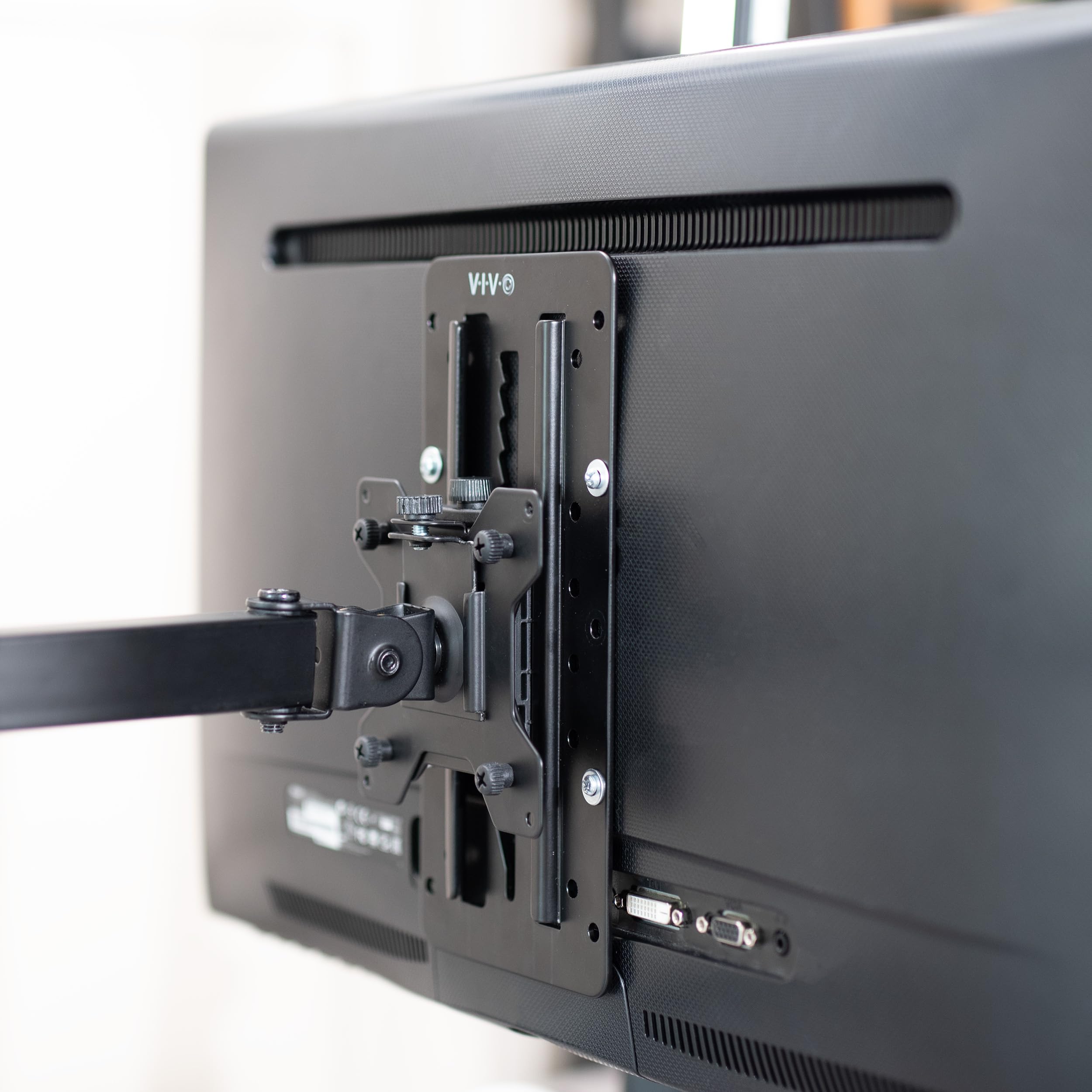 VIVO Height Adjustable VESA Adapter Stand for Individual Monitors up to 27 Inches Black