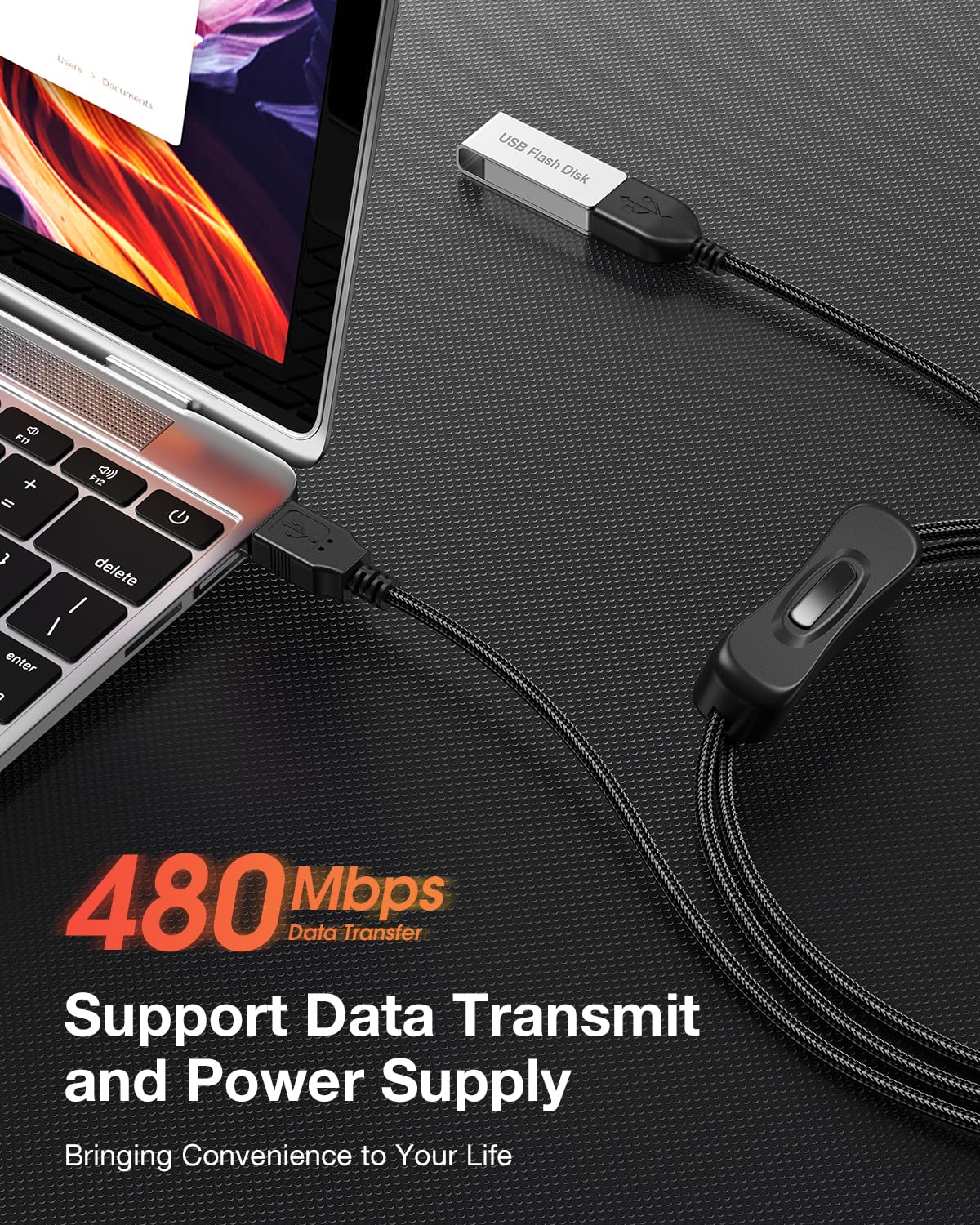 Andtobo Usb Switch Extension Cable, (Upgraded Data + Power) Usb Extension Cord With On/Off Power Switch Cable For Led Strips, Ios System, Etc  3.3 Ftp