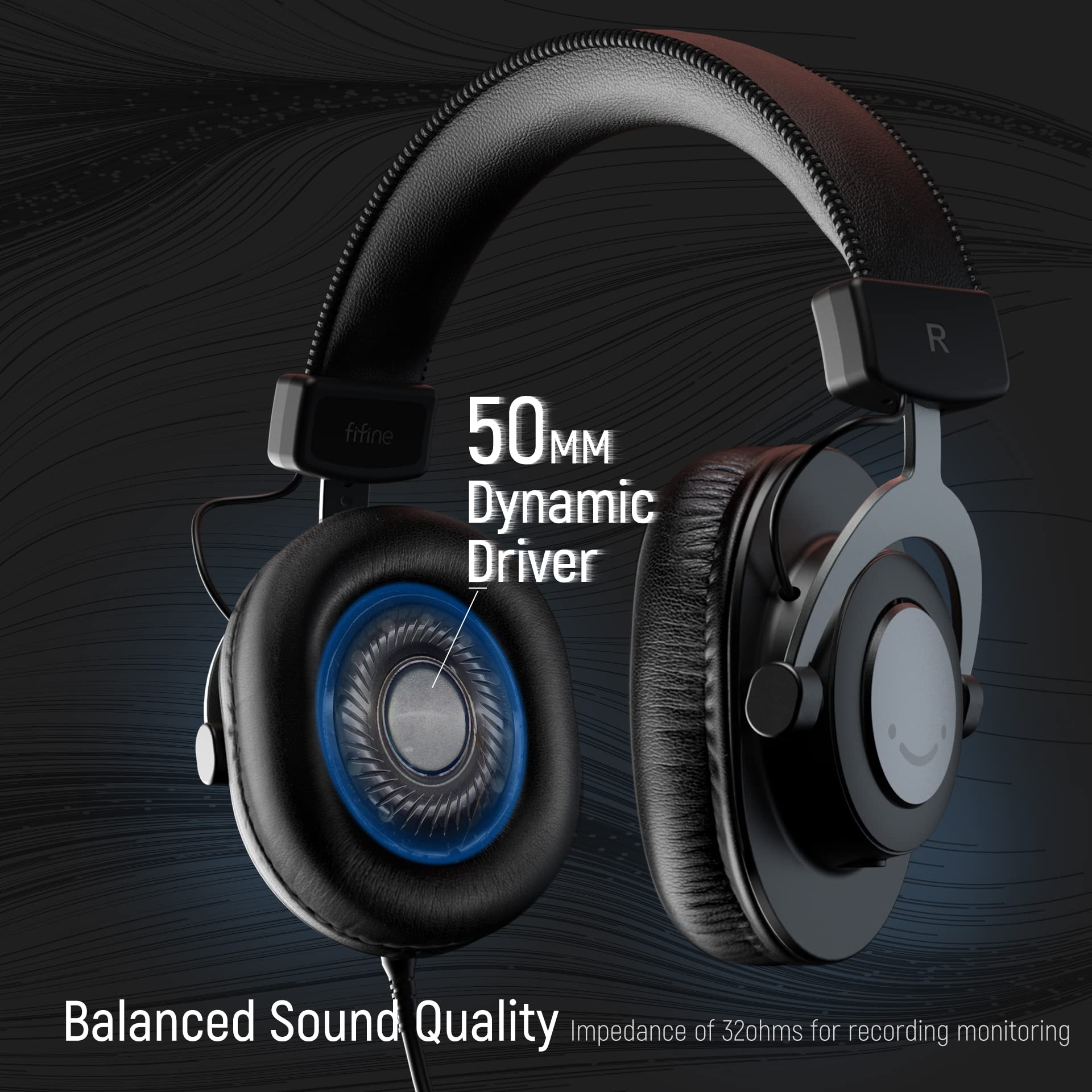 Fifine Studio Monitor Headphones For Recording Over Ear Wired Headphones For Podcast Monitoring, Streaming Comfortable Equipment
