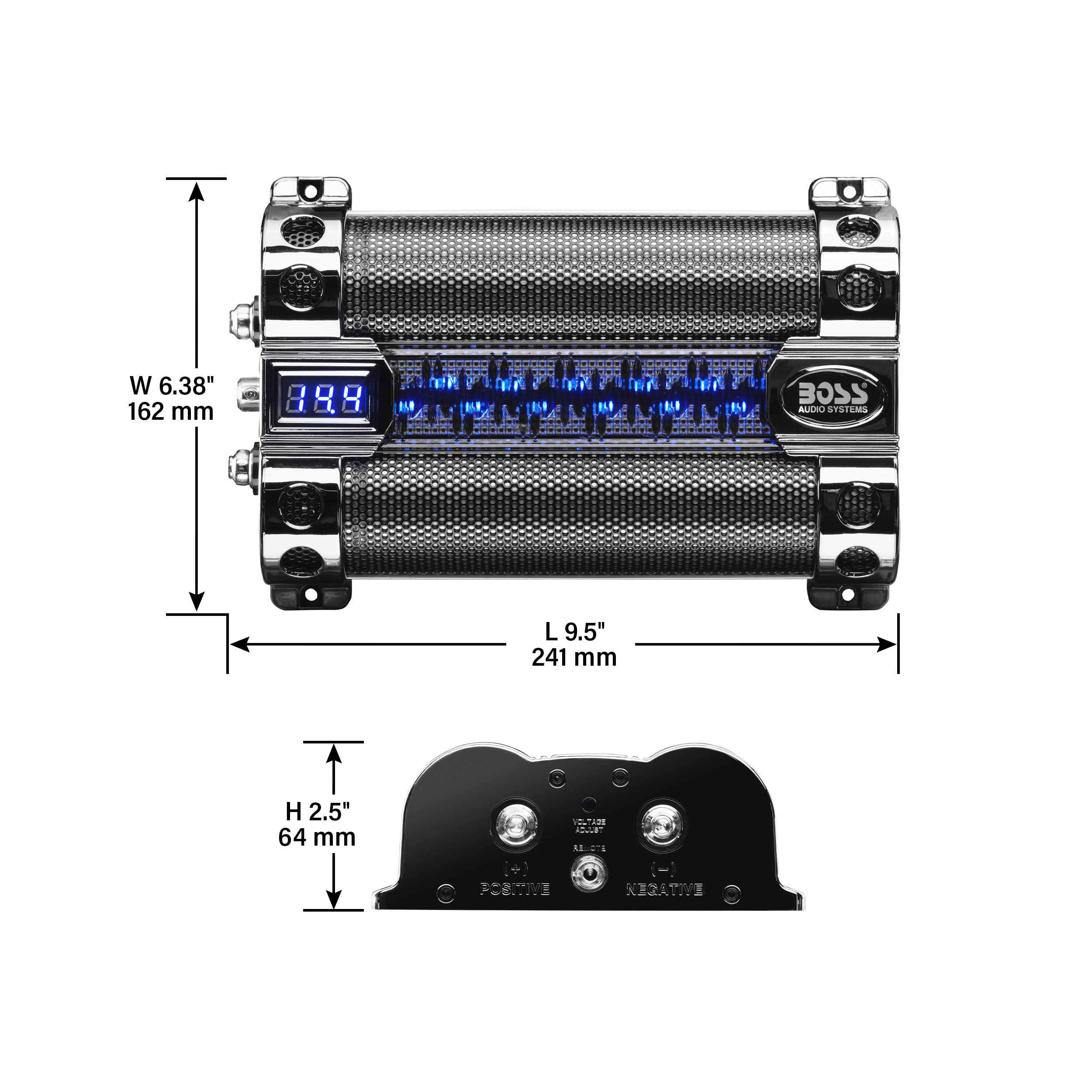 Boss Audio Systems Cap8 Car Capacitor   8 Farad, Energy Storage, Enhanced Bass From Stereo, Warning Reverse Polarity Tone, Volta