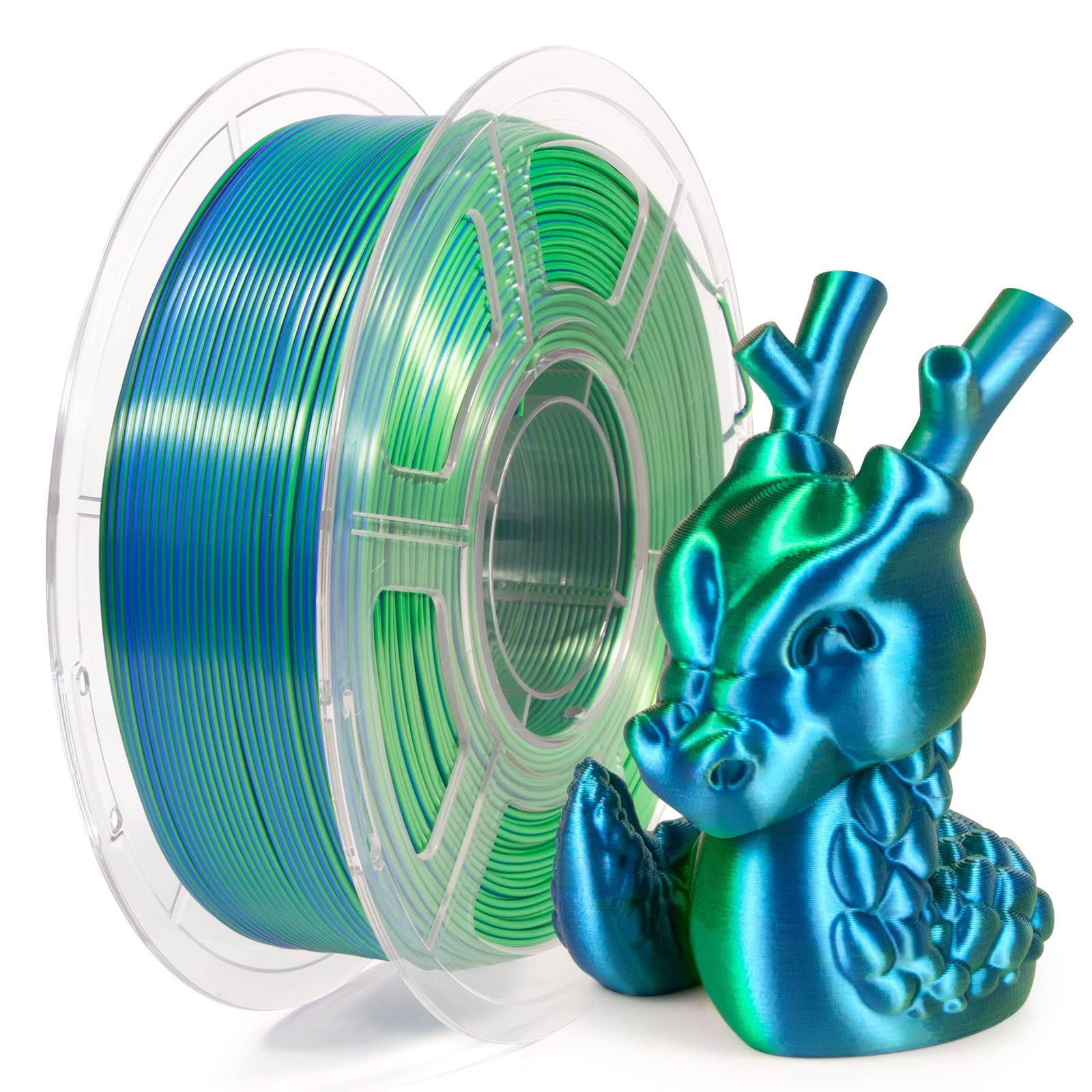 Pla Filament 1.75Mm, Shiny Silk Pla 3D Printer Filament, Dual Color Filament Dimensional Accuracy +/  0.03 Mm, Coextruded Filame