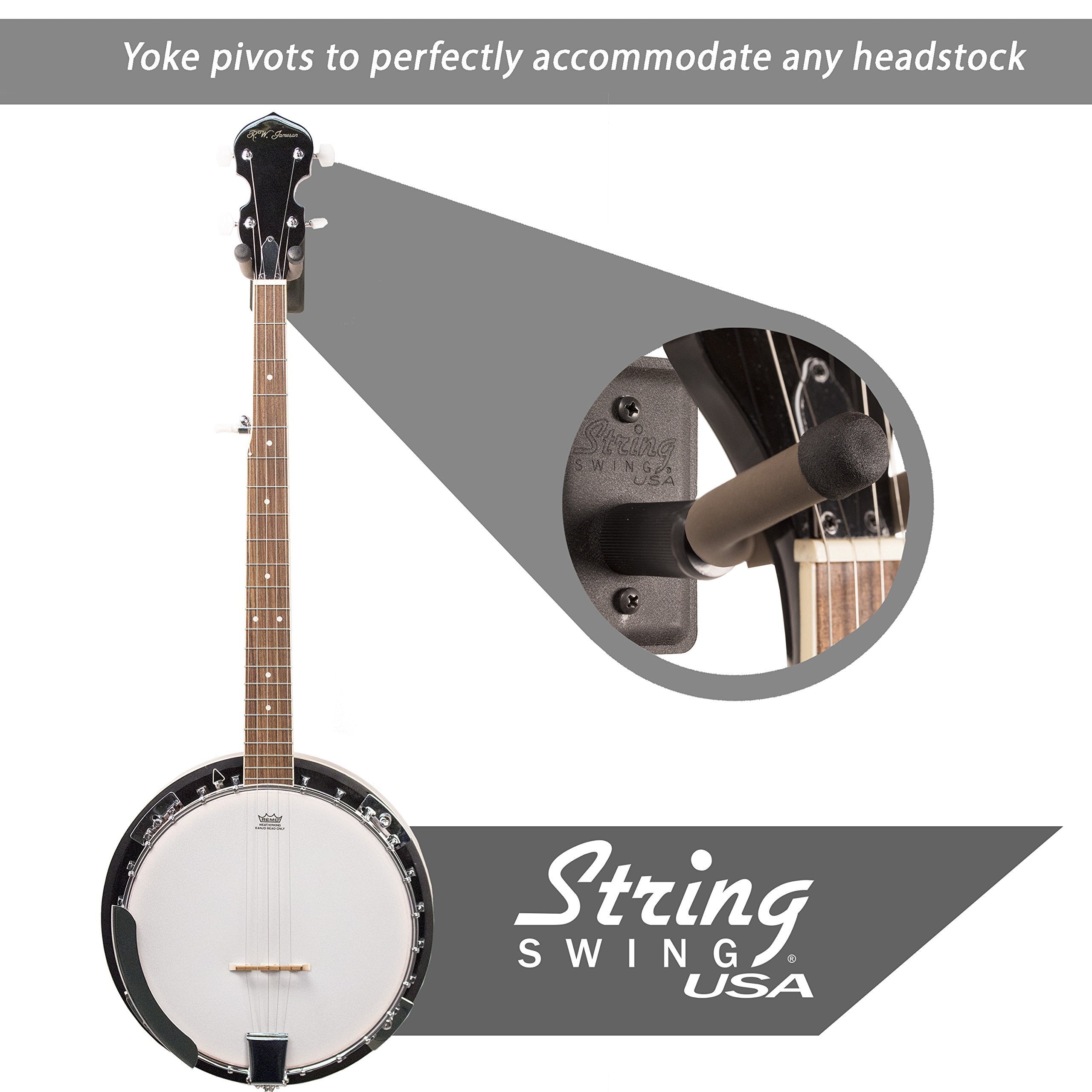 String Swing Bcc11B Metal Home & Studio Wall Mount Banjo Hanger   Black