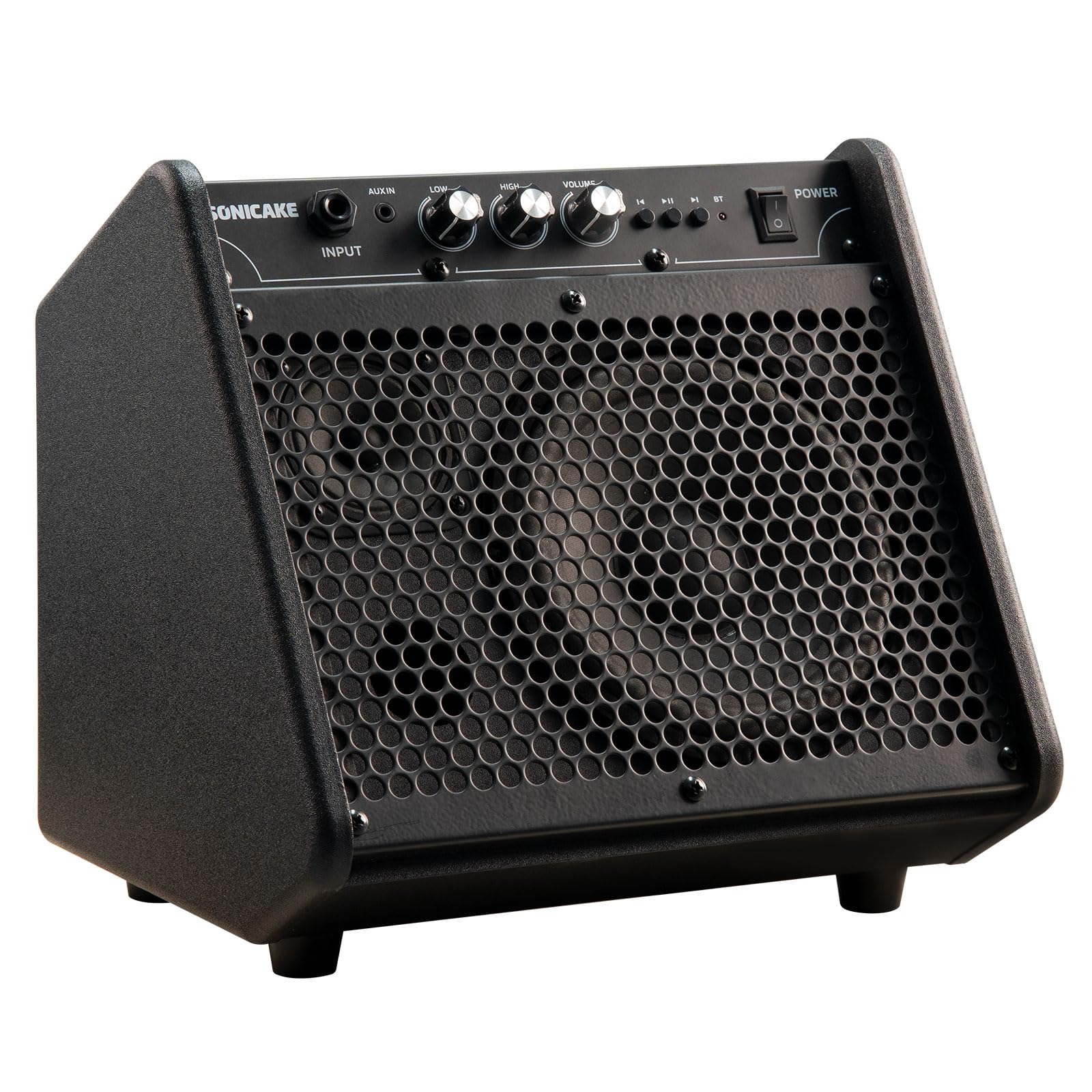 SONICAKE 20W Electric Drum Amp, Portable BT Drum/Keyboard Amplifier Speaker System with Dual Drivers for Home Practice, QDM-20