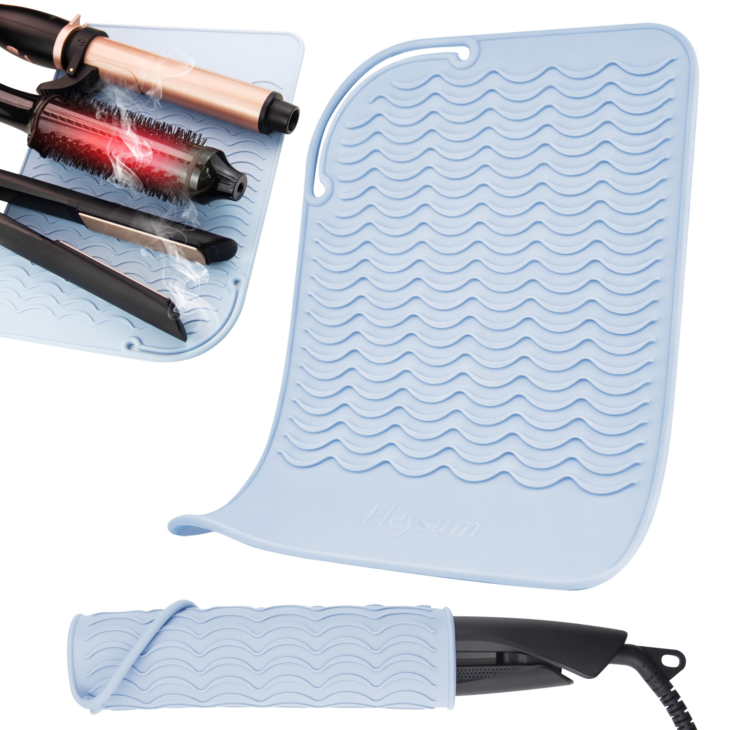 Heysam Large Size Silicone Flat Iron Mat, Silicone Heat Resistant Mat Pad for Hair Straightener, Hot Hair Tools and Curling Iron