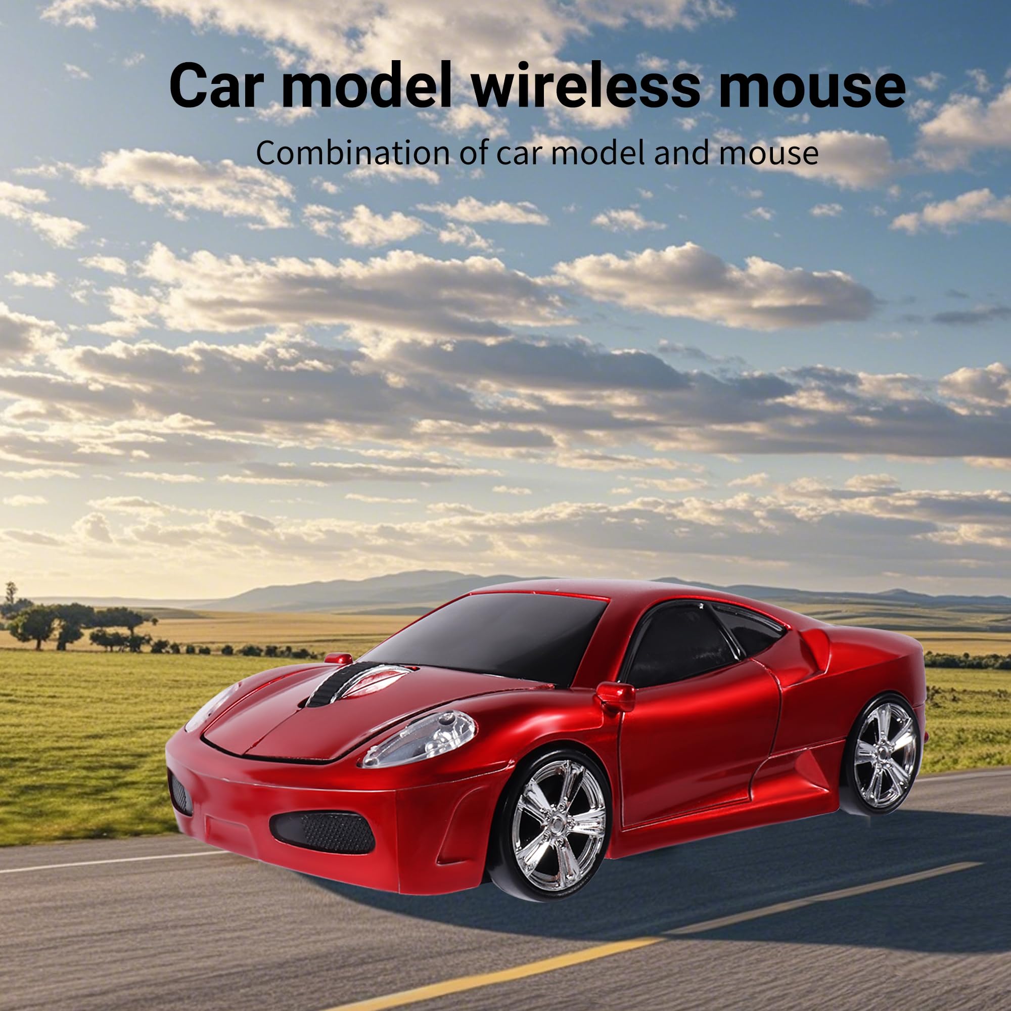 Elec Space Wireless Mouse, 2.4Ghz Cool Sport Car Shape Computer Mouse 1600 Dpi Optical Cordless Mice With Usb Receiver For Pc La