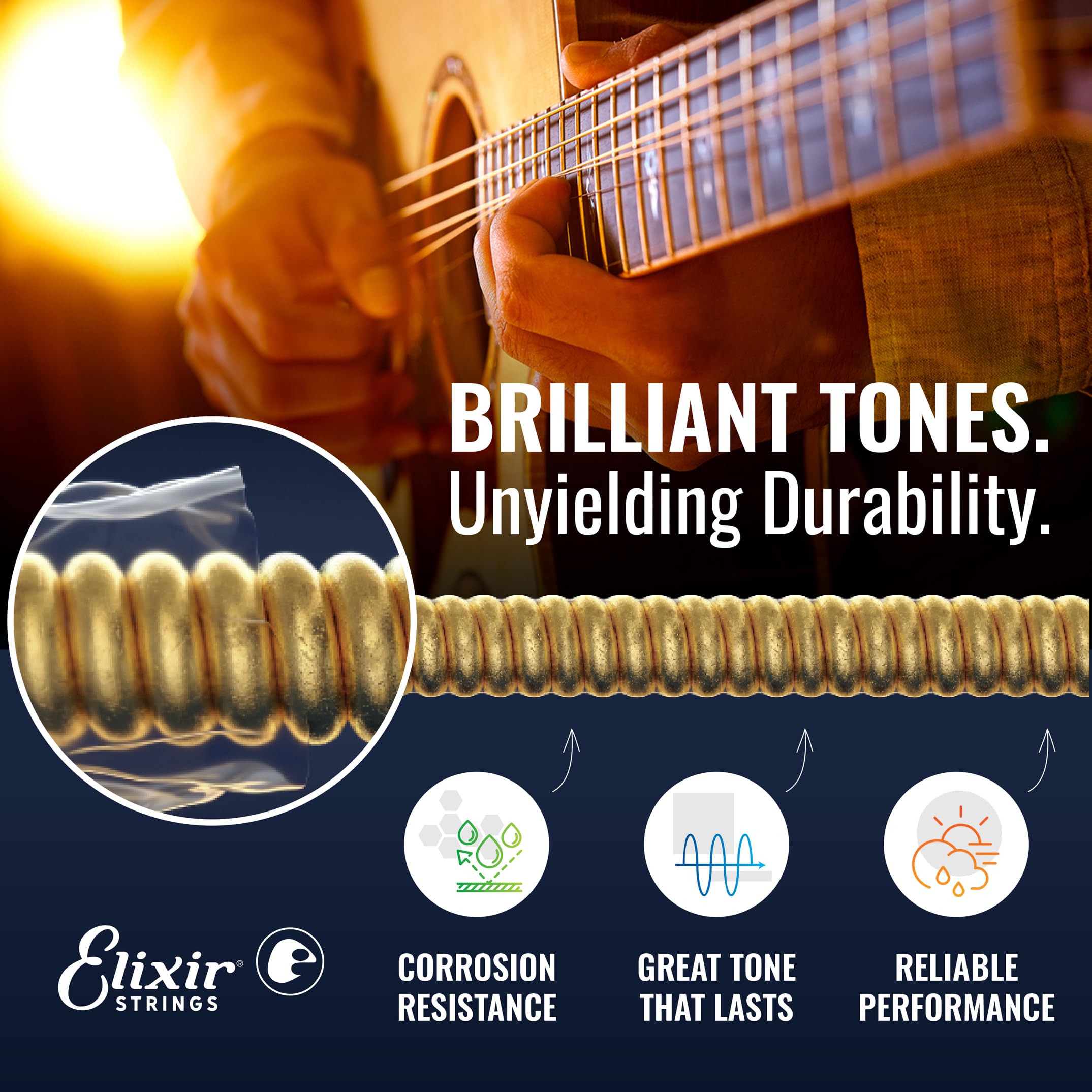 Elixir Strings 16546 Acoustic Phosphor Bronze Guitar Strings With Nanoweb Coating, 3 Pack, Medium (.013-.056)