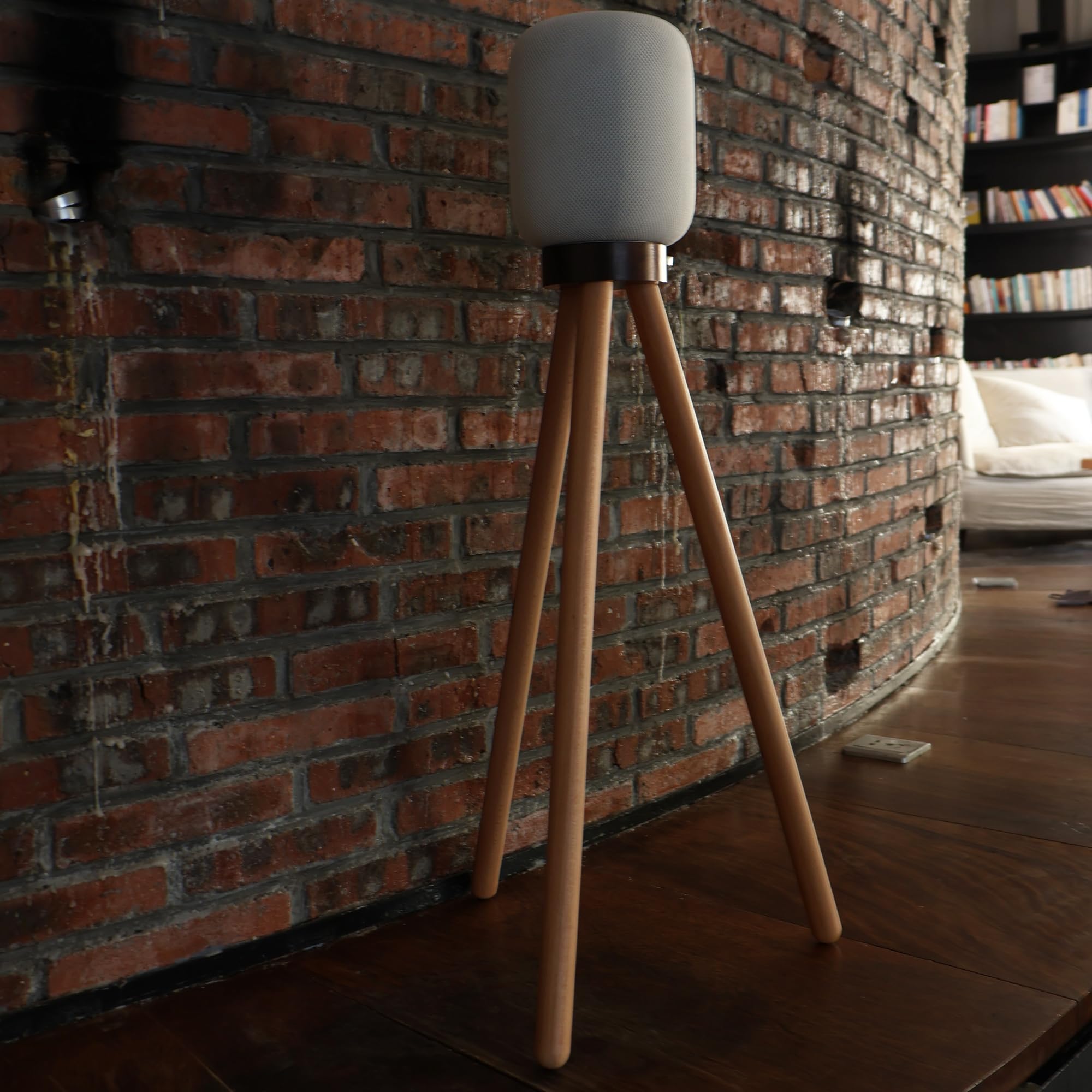 Hookmemo Speaker Stand For Homepod 2 (2023) (Real Wood Stand:Walnut+Beech)