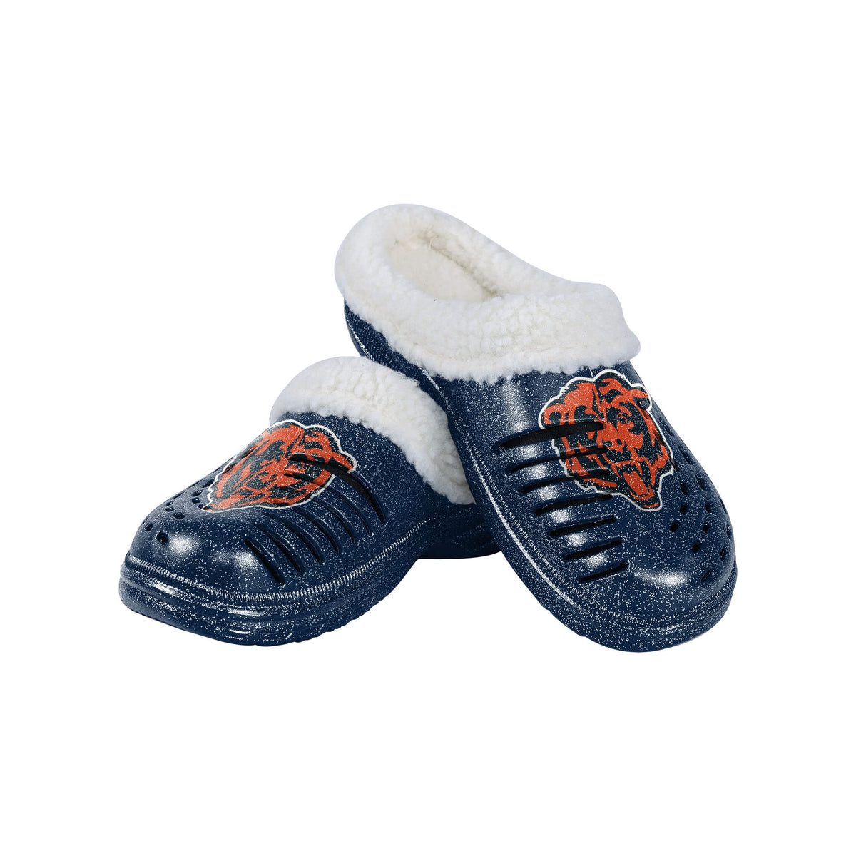 Chicago Bears Nfl Womens Sherpa Lined Glitter Clog   M