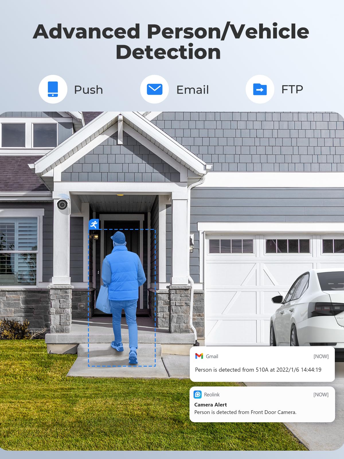 Reolink 5Mp Security Poe Ip Camera, Human/Vehicle/Pet Detection, Time Lapse,100Ft Ir Night Vision, Work With Smart Home, Support 256Gb Sd Card, Surveillance Outdoor Indoor, Rlc 510A