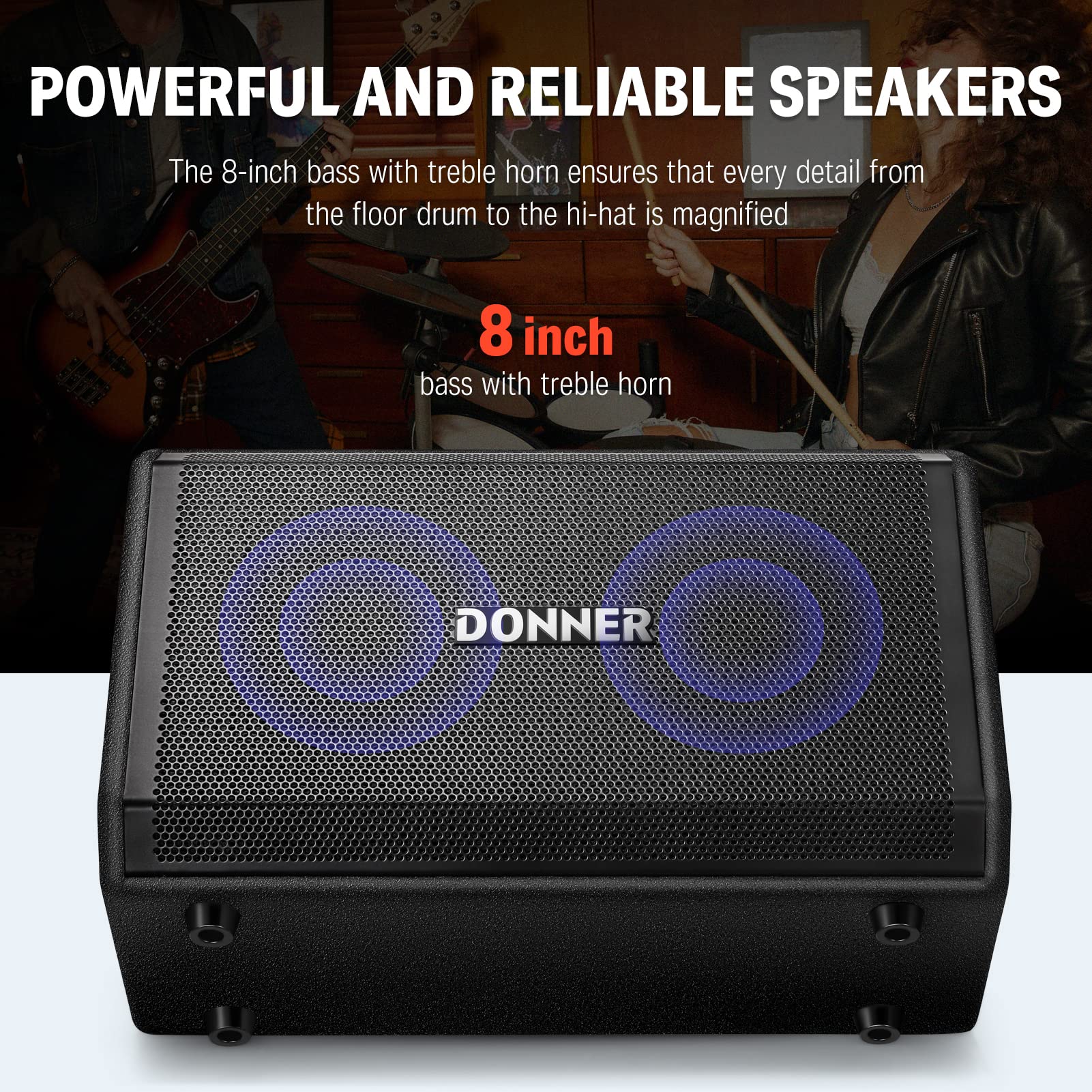 Donner Electric Drum Amp, 80-Watt Wireless Electronic Drum Amplifier Professional Dda-80