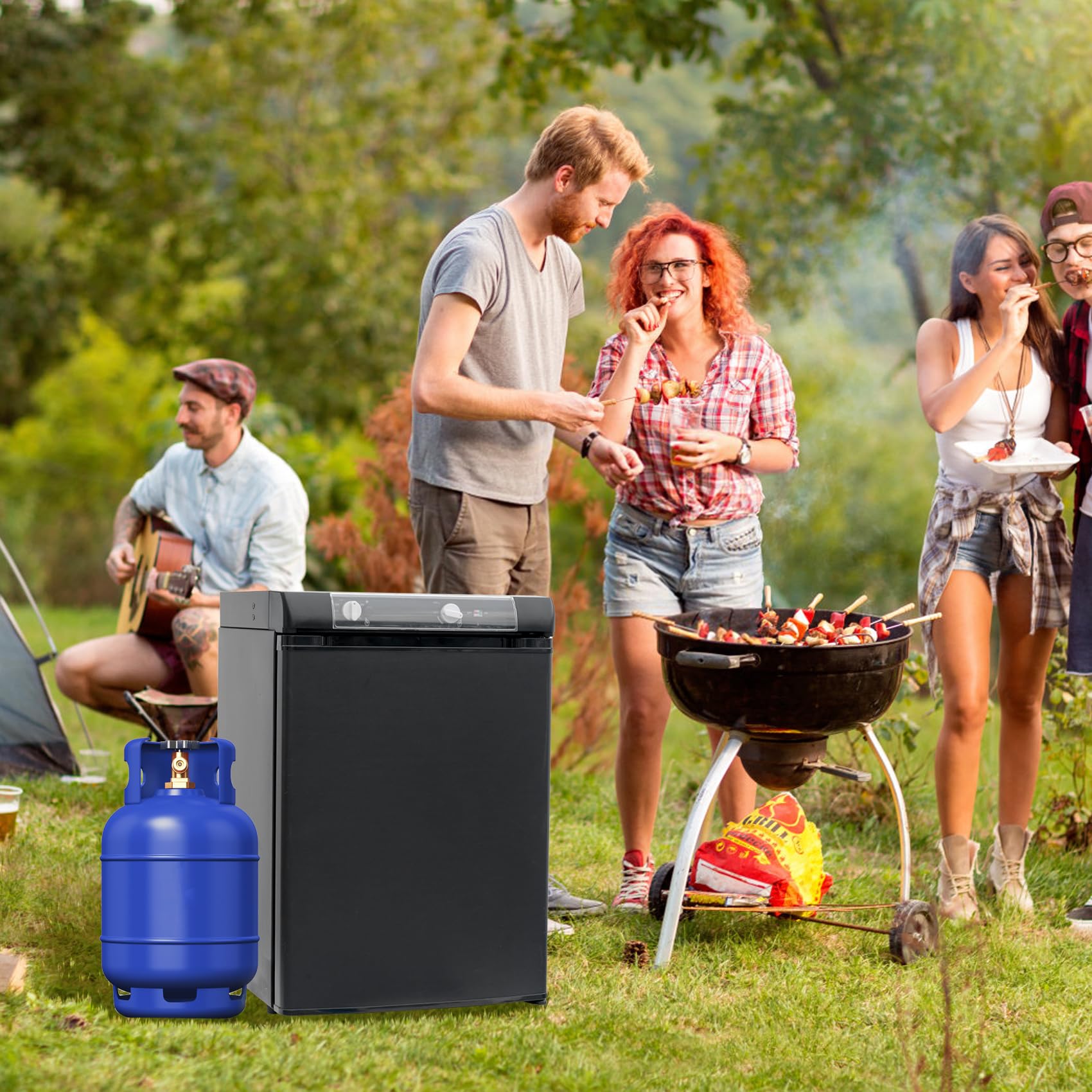 Smeta Propane Fridge Lpg 12V 3 Way Fridge 2.1 Cu.Ft Outdoors Refrigerator Gas Refrigerator Without Freezer Propane/110V/12V Frid