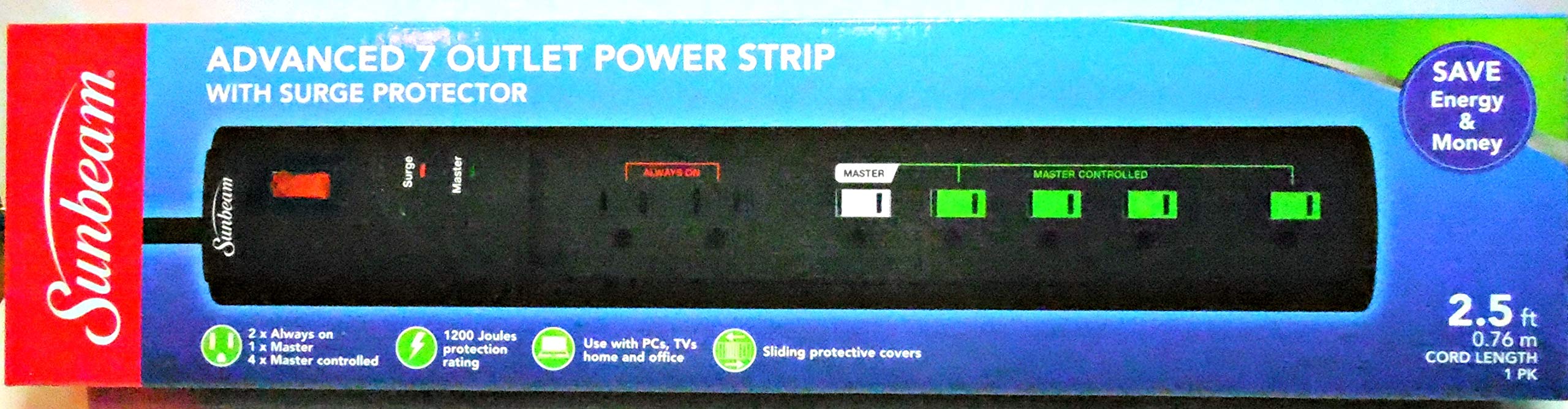 Sunbeam Advance 7 Outlet Power Strips With Surge Protector