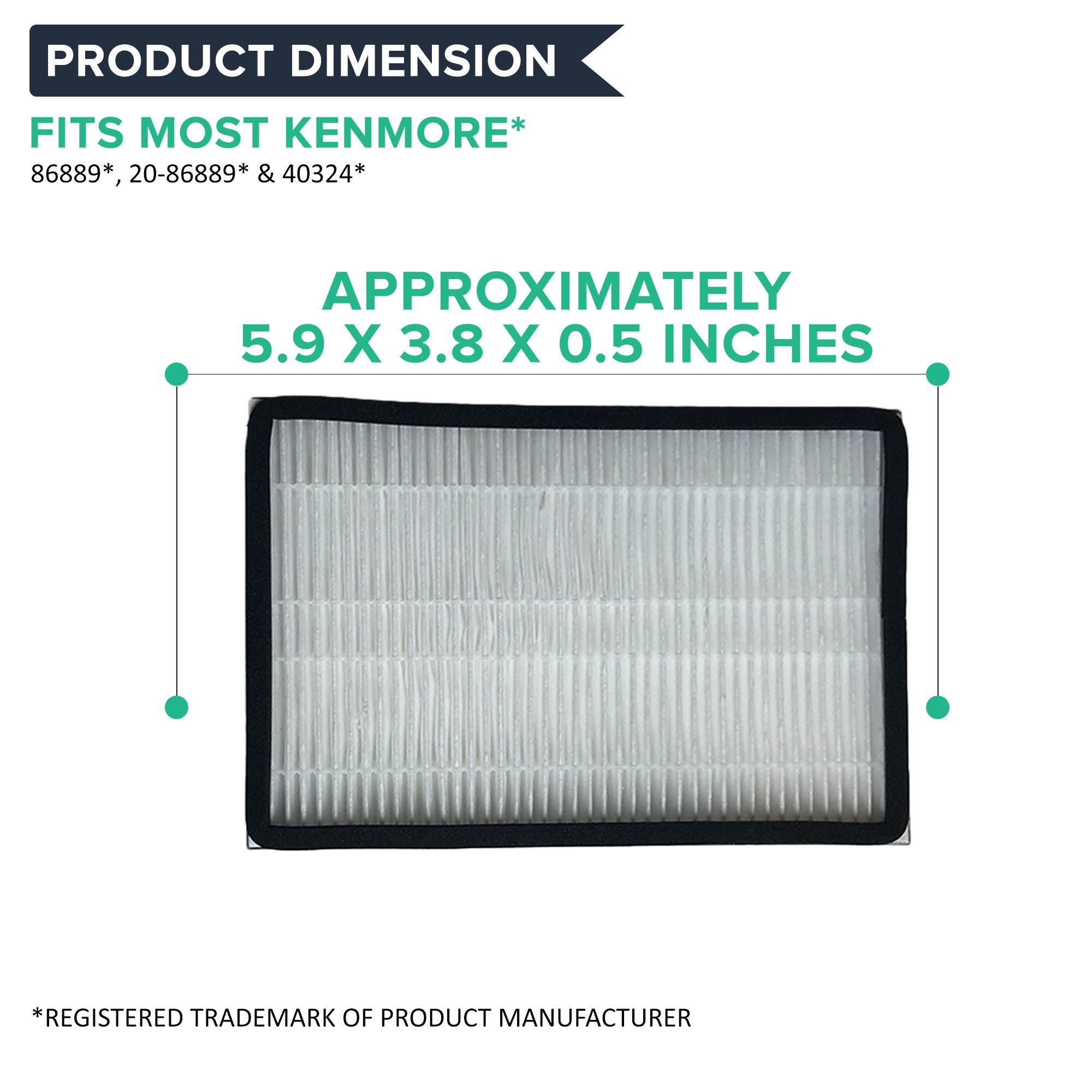Crucial Vacuum Replacement Vacuum Filter Part # 86889, 20 86889, 40324   Compatible With Kenmore Vacs   Kenmore Ef1 Hepa Style F