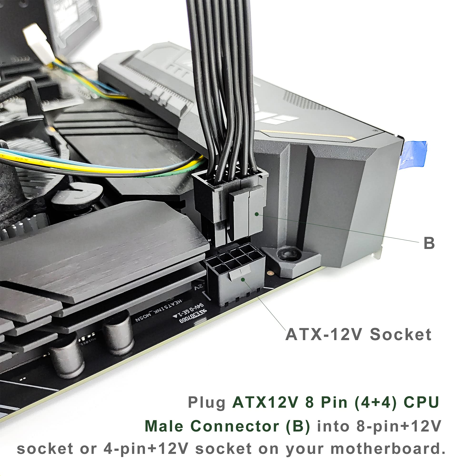 Jzymod Eps12V Cpu 8 Pin Female To Cpu Atx 8 Pin And Atx 4 Pin Male Power Supply Extension Cable