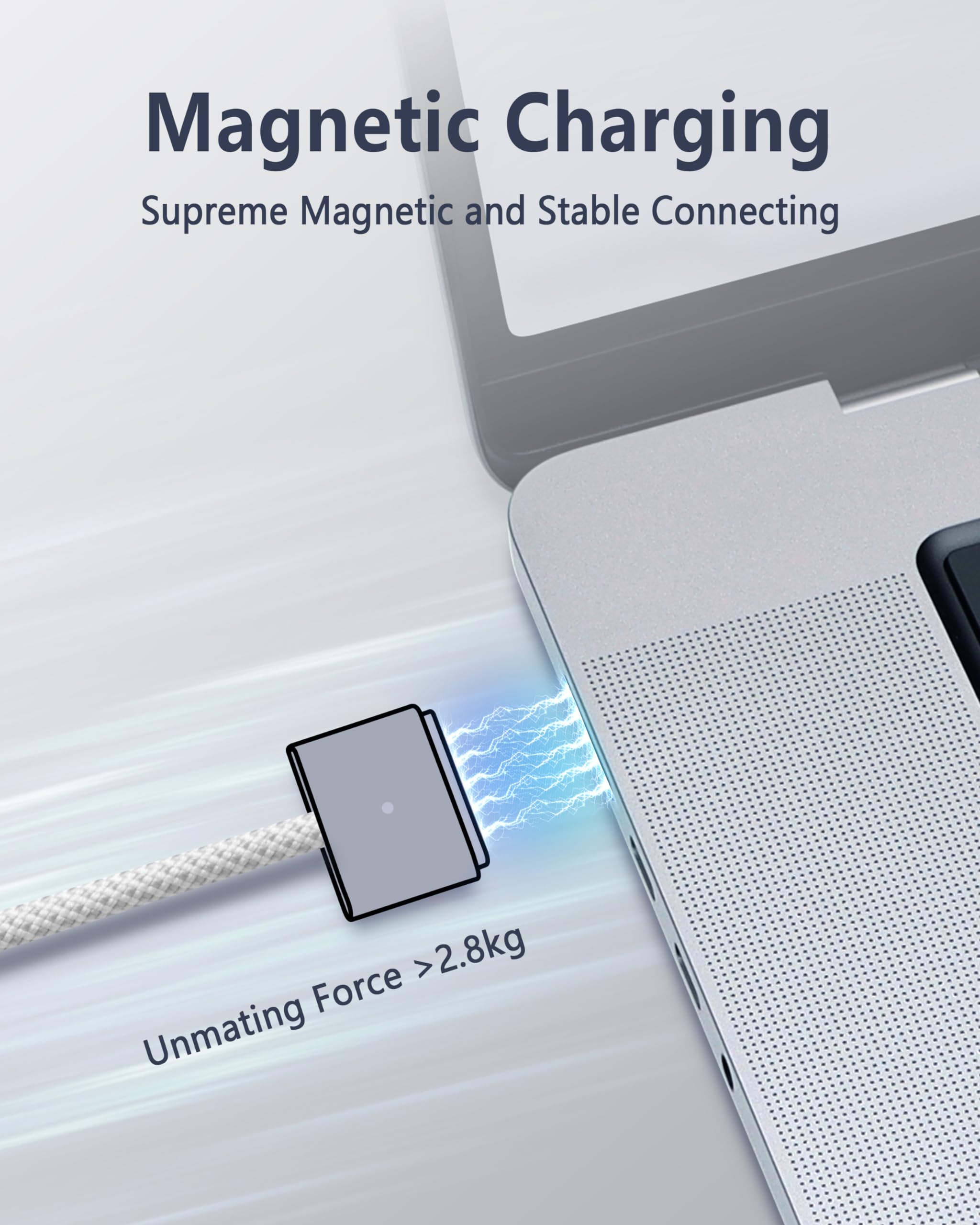 Derlulu Usb C To Magnetic 3 Fast Charging Cable (6.6 Ft/2 M), Usb C Cable Compatible With Macbook Air (15''/13'' M3 2024, 15'' M