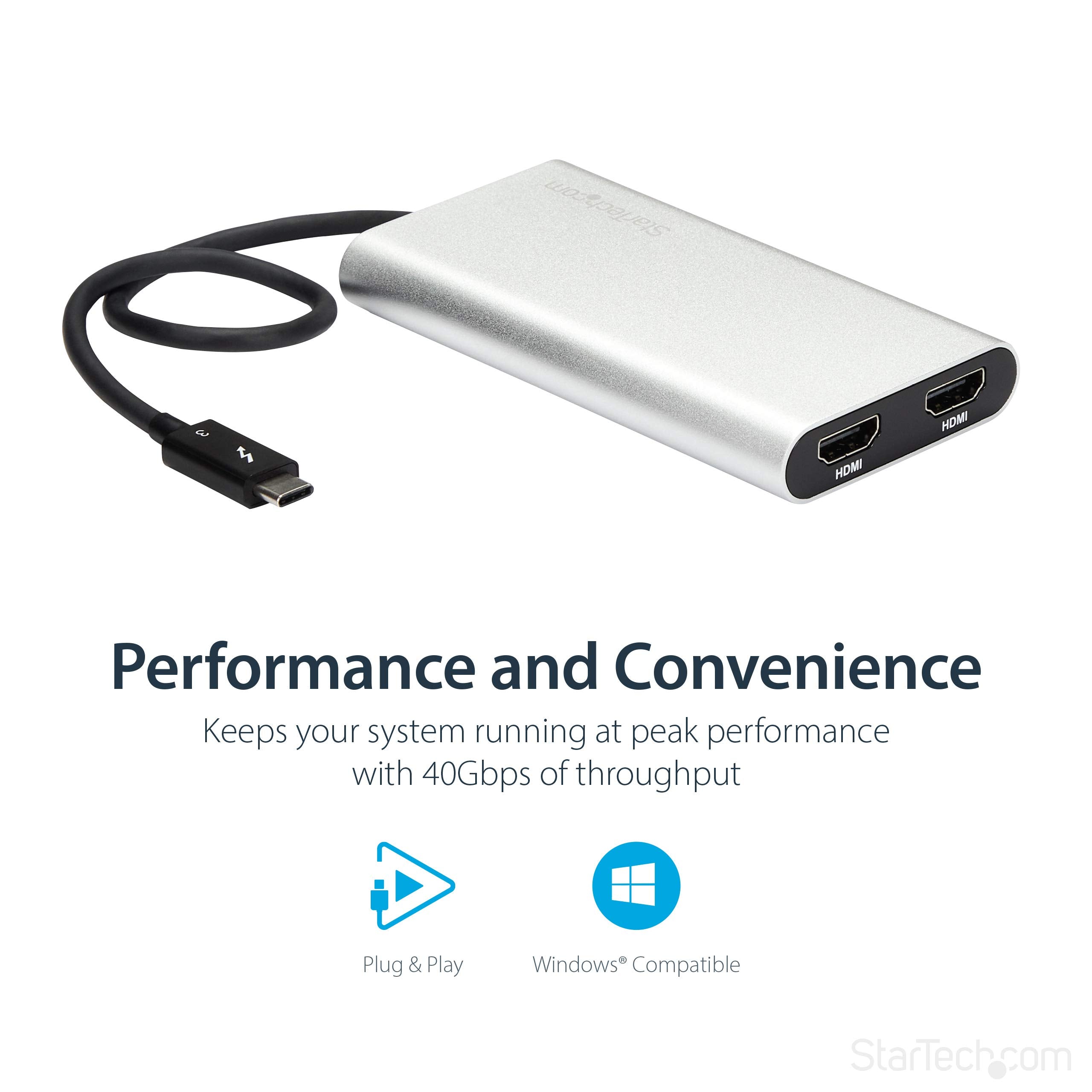 Startech.Com Thunderbolt 3 To Dual Hdmi Display Adapter   4K 30Hz   Certified Tb3 To Hdmi Monitor Adapter   Compatible W/Windows