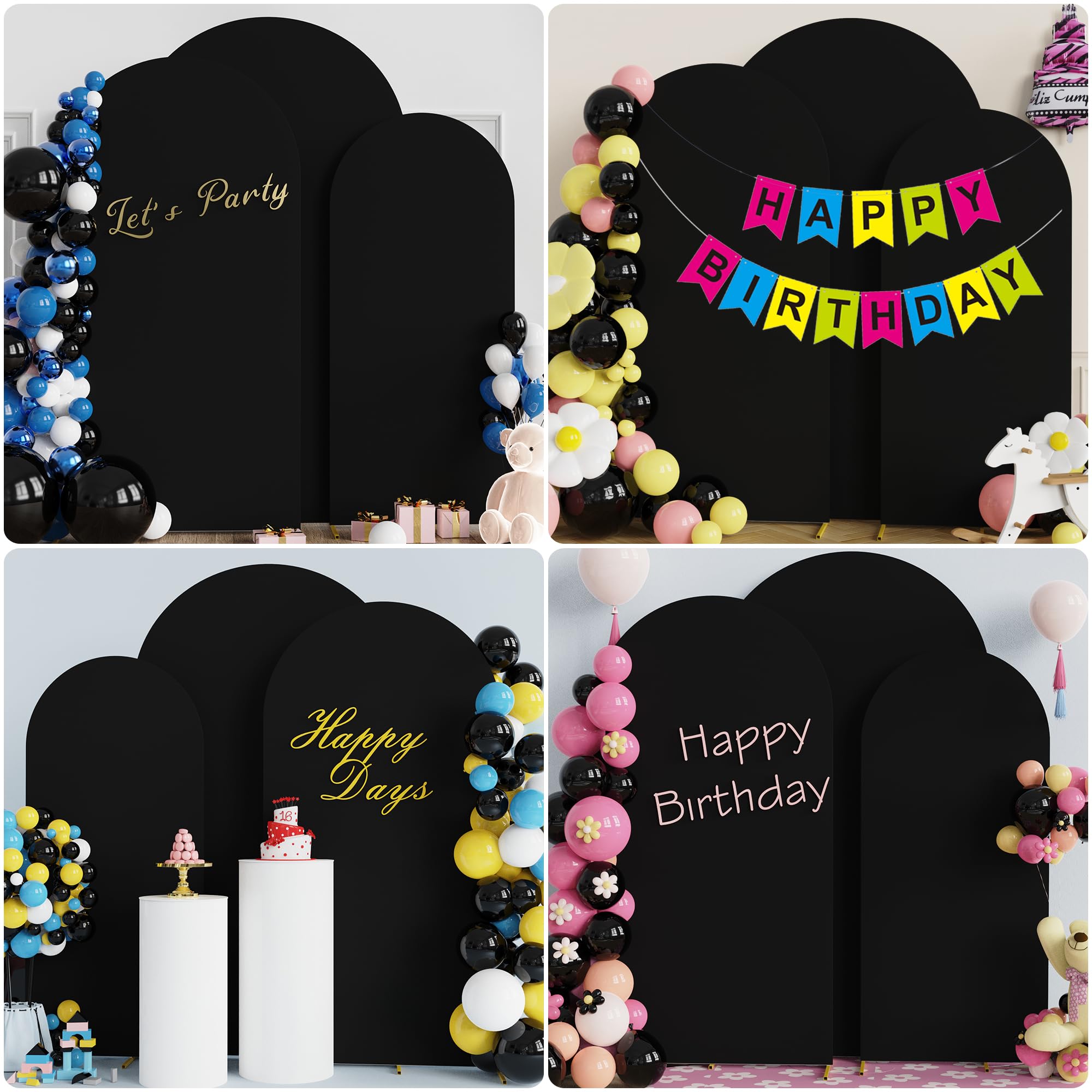 Wokceer Wedding Arch Cover (7.2Ft, 6.6Ft, 6Ft) Set Of 3 Spandex Fitted Wedding Arch Stand Covers Round Top Chiara Arch Backdrop