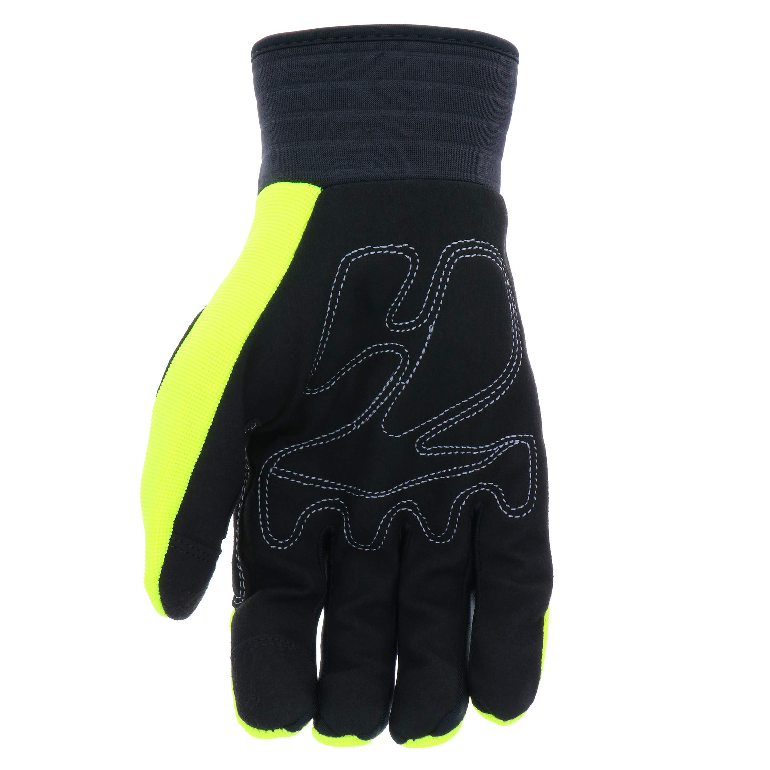 Cat CAT012224 Hi-Vis Work Gloves - Green, X-Large, Synthetic Palm Gloves w/Touchscreen Fingertips, Adjustable Strap, Padded Palm