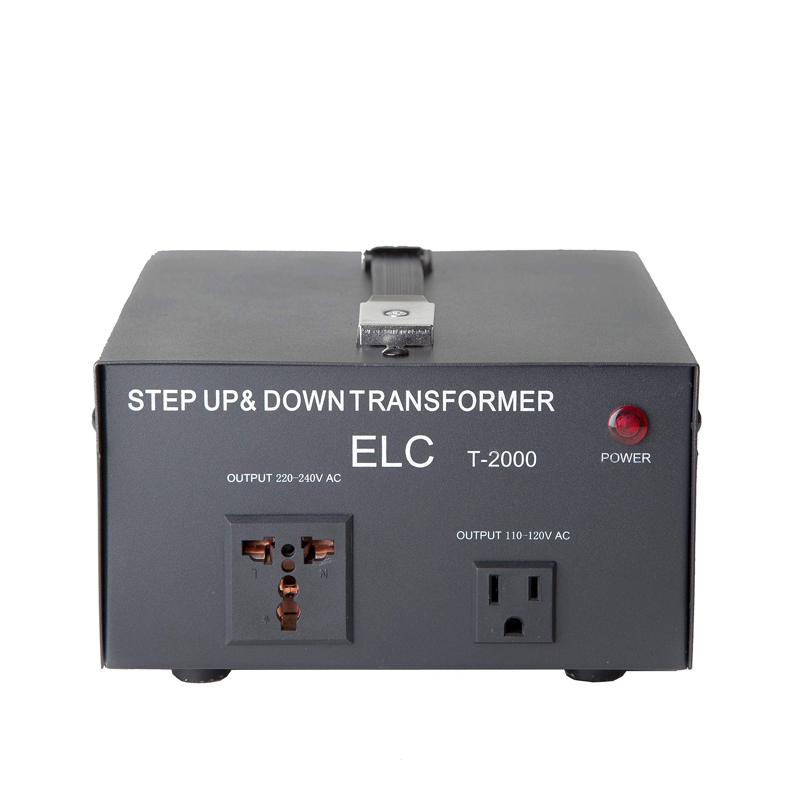 Elc T Series 2000+ Watt Voltage Converter Transformer   Step Up/Down   110V To 220V / 220V To 110V Power Converter   Circuit Bre