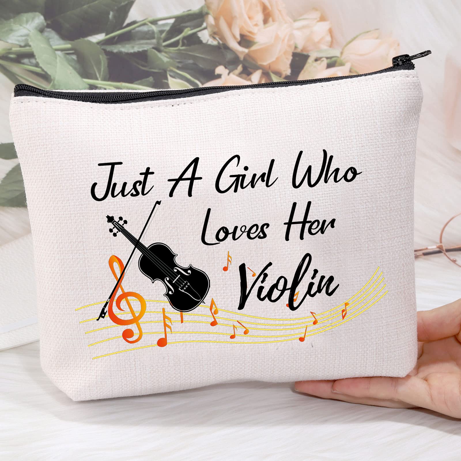 Meikiup Violin Gift Violin Lover Makeup Bag Violinist Gift Violin Performance Cosmetic Bag Who Loves Her Violin Travel Zipper Co