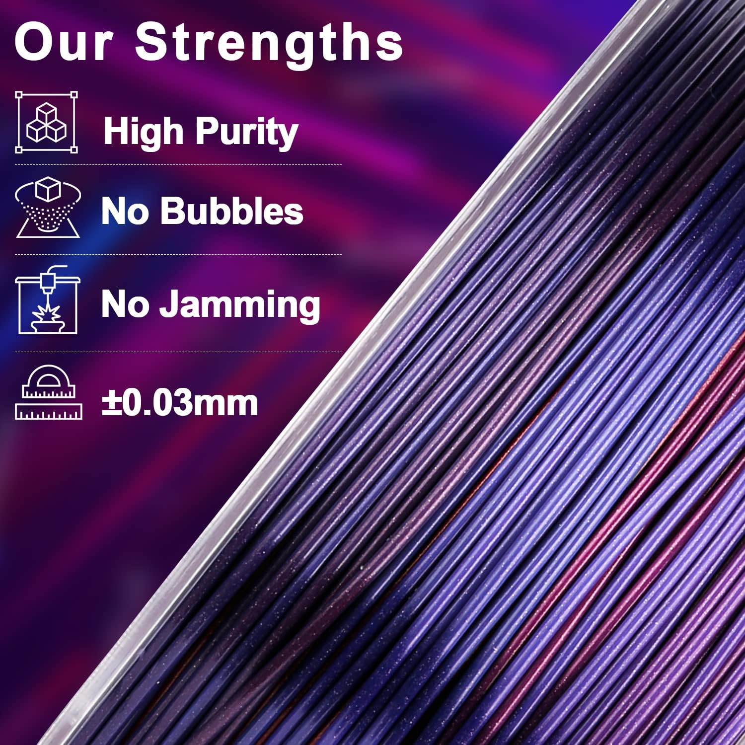 Amolen Pla 3D Printer Filament, Pla Filament 1.75Mm Silk Blue Purple Shiny Red Filament, 3D Printing Filament 1Kg/2.2Lb