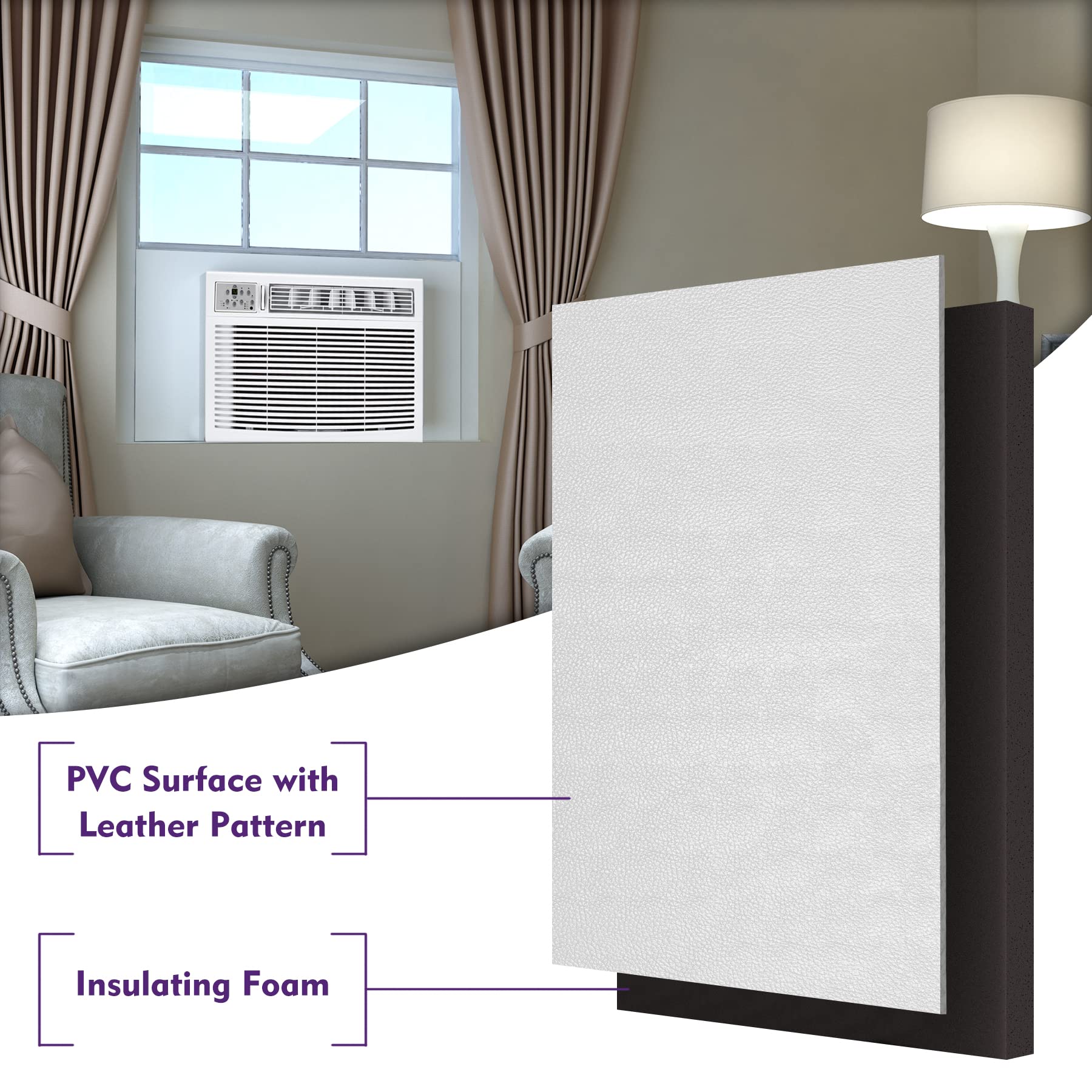 Mxclimate Full Surround Window Ac Insulation Foam Side Panels For Air Conditioner Units, 48'' Width Indoor Window Seal Kit Cover