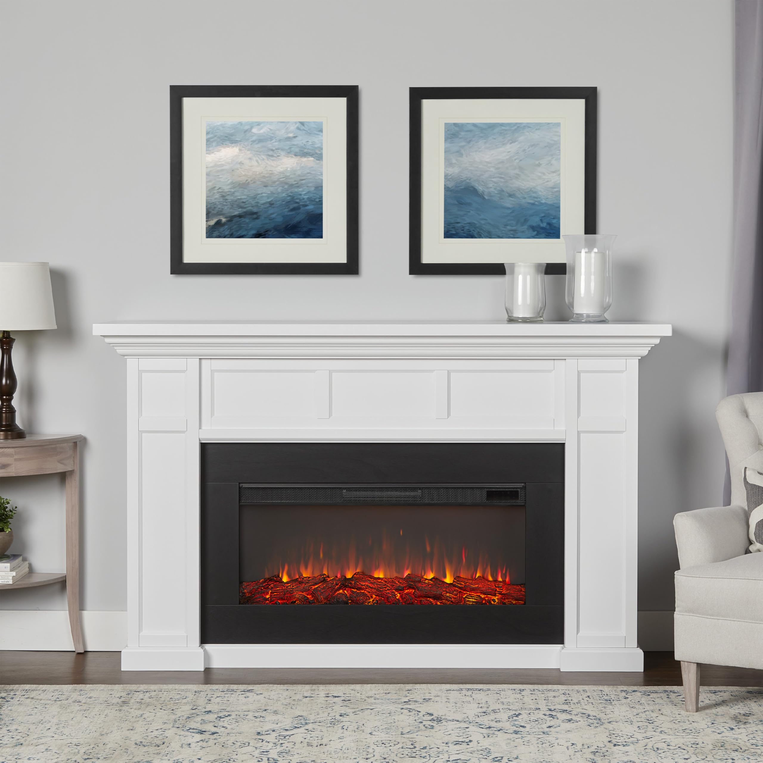 Real Flame Alcott 75    Electric Fireplace With Mantel For Living Room Or Bedroom, Replaceable Fireplace Insert Heater, Realisti