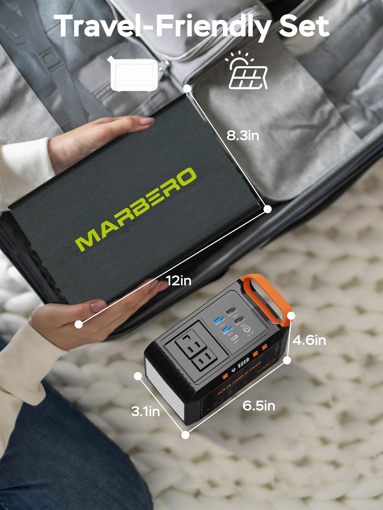 Marbero 111Wh Solar Generator With Solar Panel Included Portable Power Station 120W With Foldable Solar Panel 30W Set For Campin