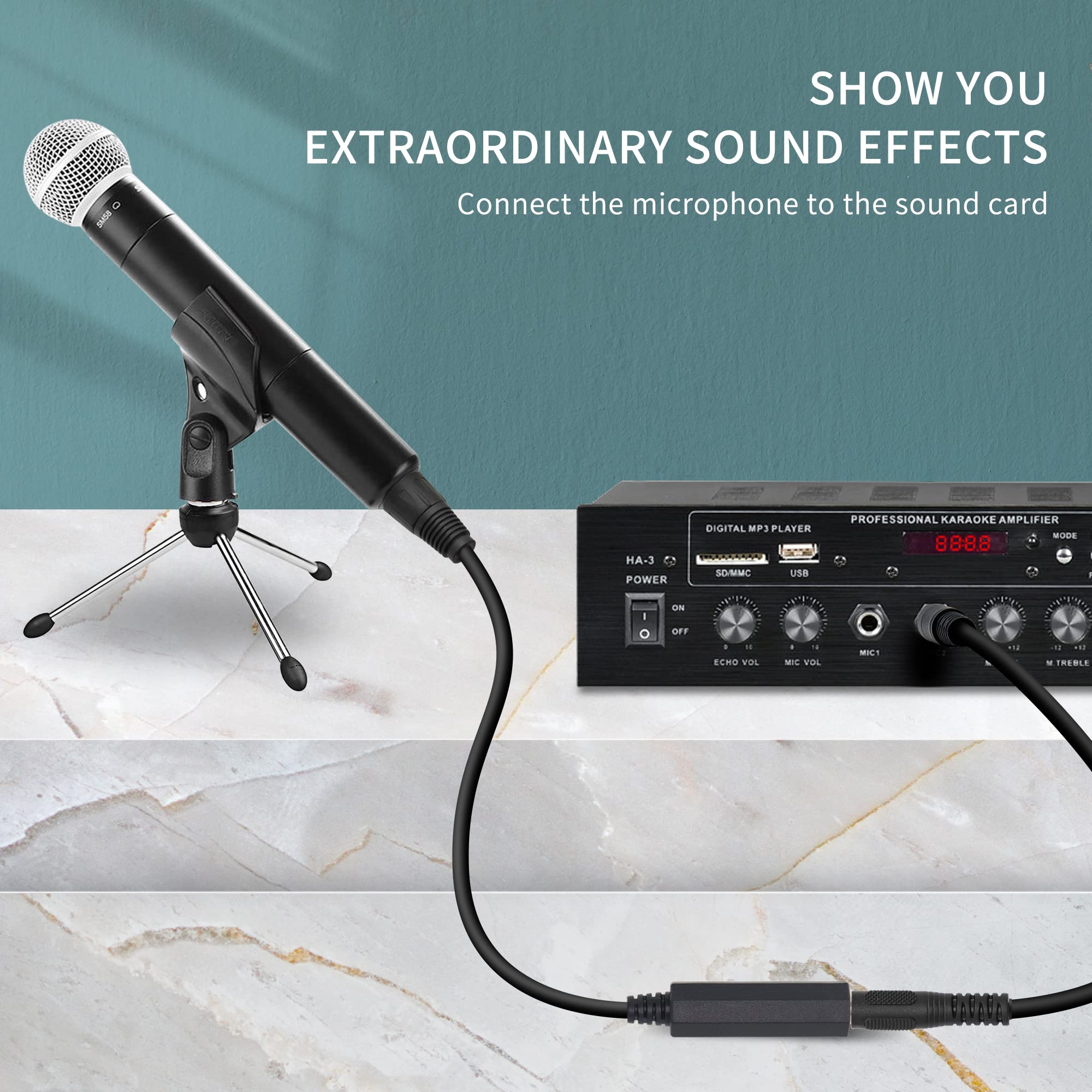 Qianrenon Xlr Male To 1/4'' Female Balance Cable Adapter Trs 6.35Mm To Xlr 3 Pin Mono Audio Connect Convert Interconnect Cable 3