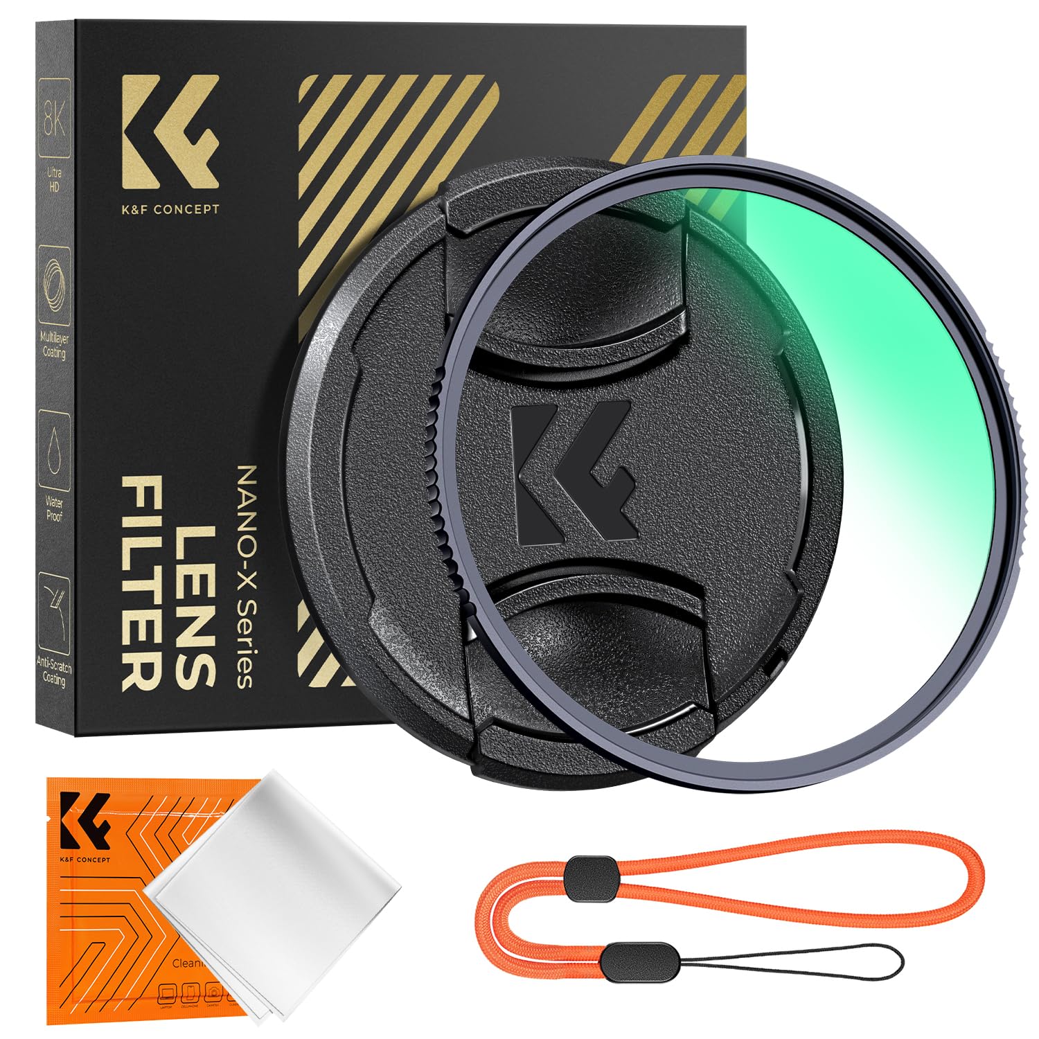 K&F Concept 62Mm Mc Uv Lens Protection Filter With Filter Cap Cleaning Cloth Optical Glass Ultra Slim 28 Multi Layer Coatings Ca