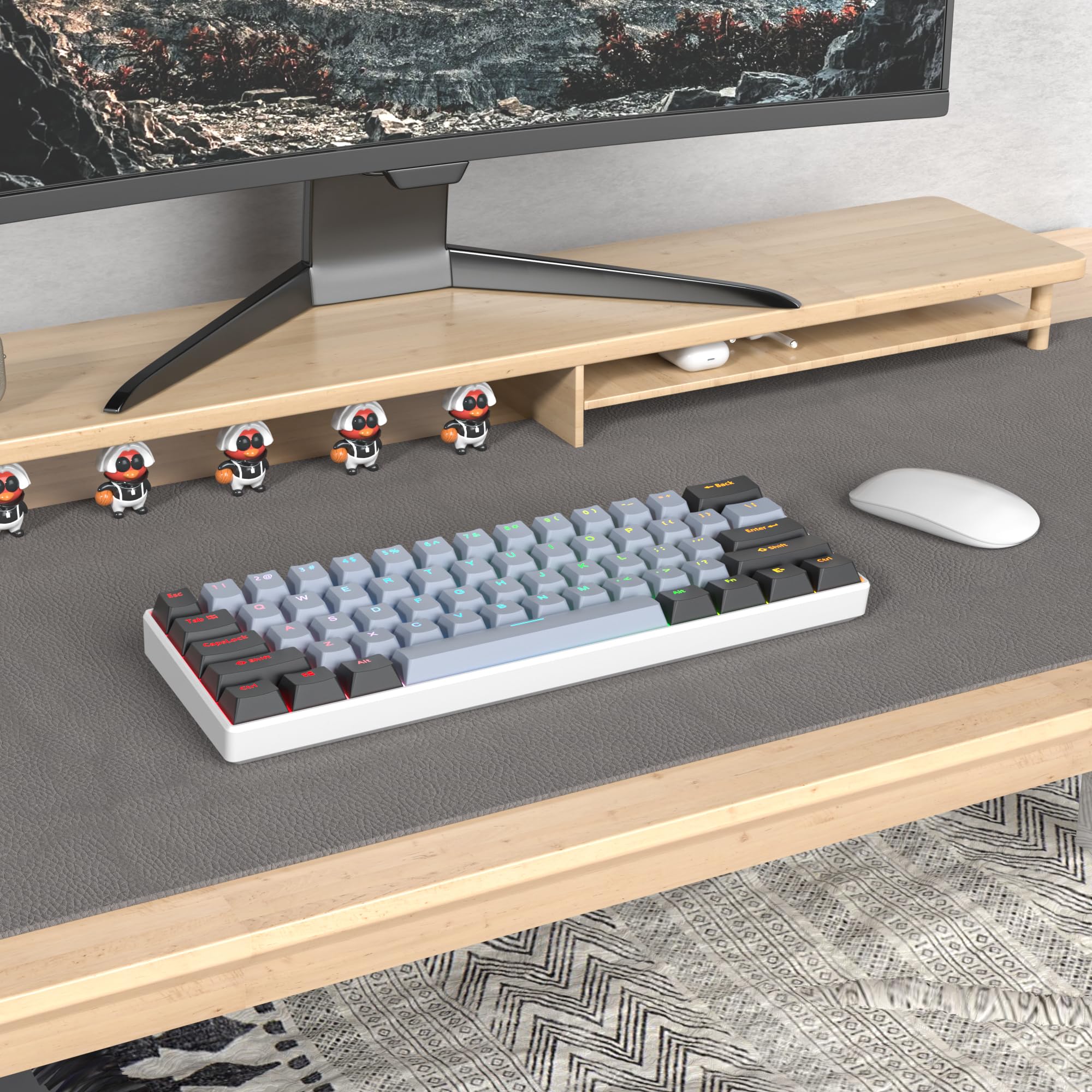 Guffercty Kred 61 Keys Pbt 60% Keycaps 60 Percent Shine Through Oem Profile Keycaps Backlit Us Layout For 60% Mechanical Keyboar