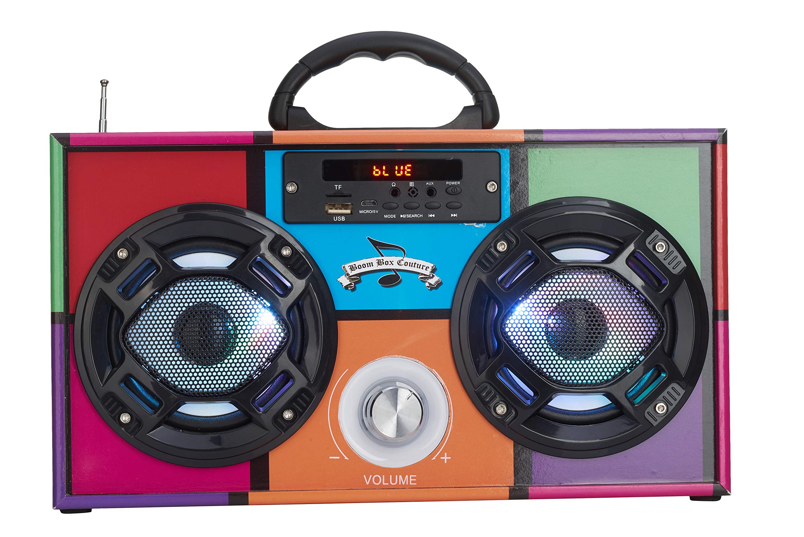 Wireless Express   Mini Boombox With Led Speakers � Retro Bluetooth Speaker W/Enhanced Fm Radio   Perfect For Home And Outdoor (Retro)