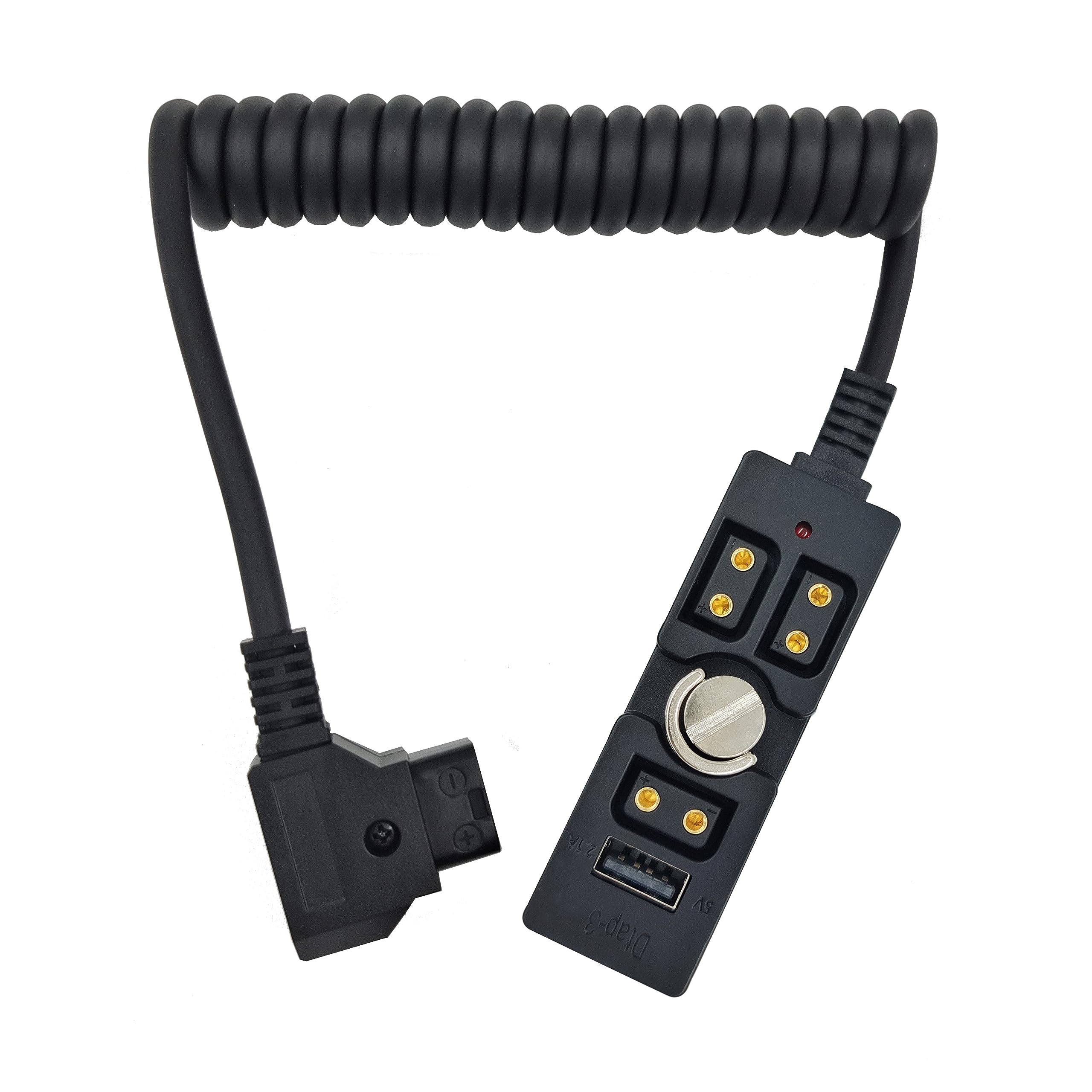Chikoni D Tap Male To 3 Port Female Splitter Power Cable Hub Connector With Usb And Indicator Light Suitable For Anton Bauer V Mount Arri Red Camera Tilta Steadicam Idx Battery, For D Tap Outputs