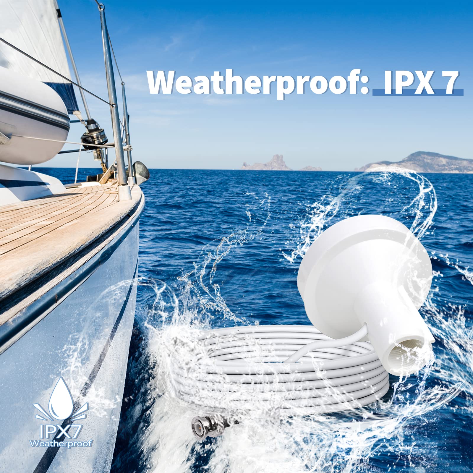 Bingfu Boat Ship Marine Gps Navigation External Antenna (5M Cable) Compatible With Garmin Gpsmap Map Navtalk Streetpilot Furuno