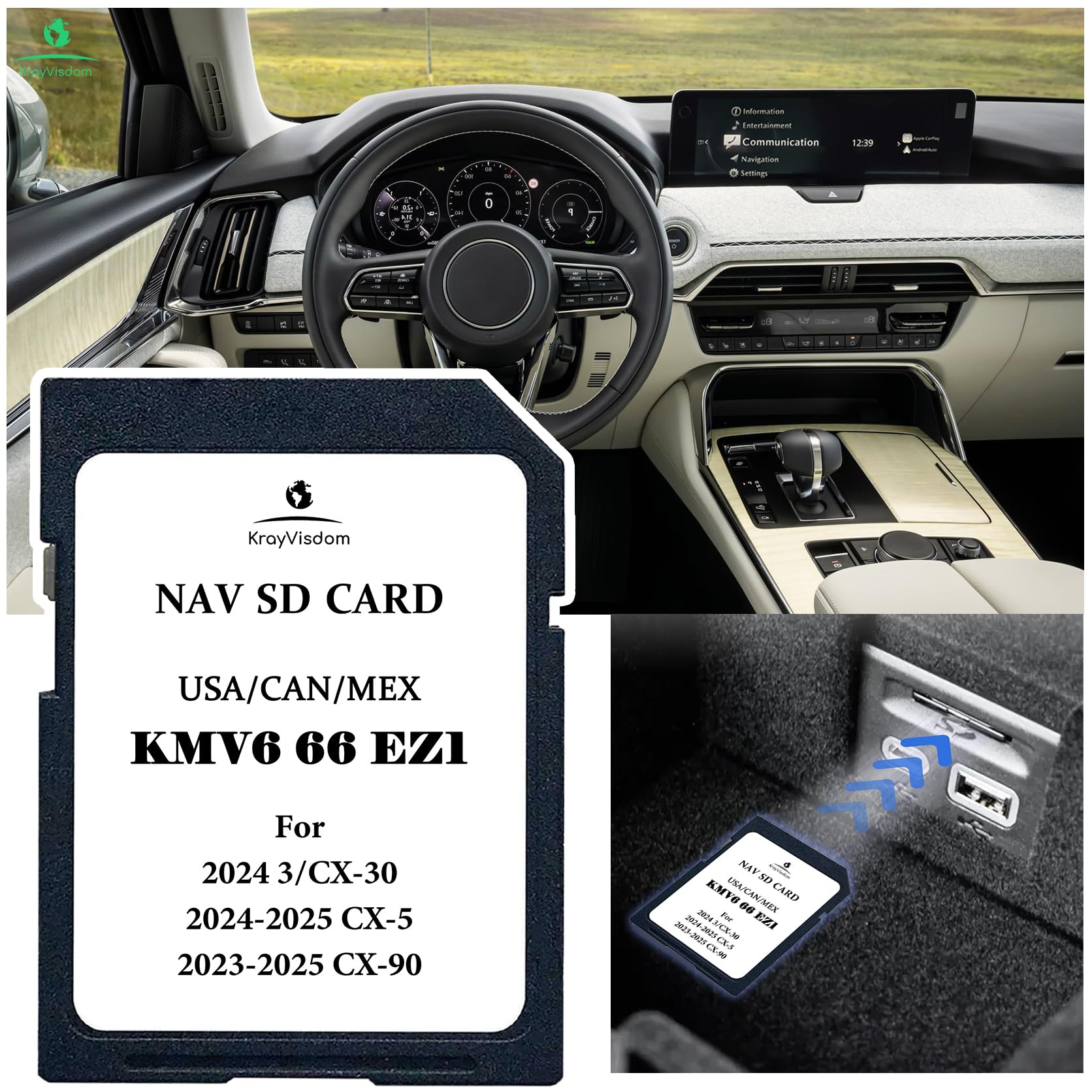 Updated Navigation Sd Card | Gps Map Card Compatible With Cx 5(2024 2025), Cx 30/3(2024), Cx 90(2023 2025) | Usa/Can/Mex Maps