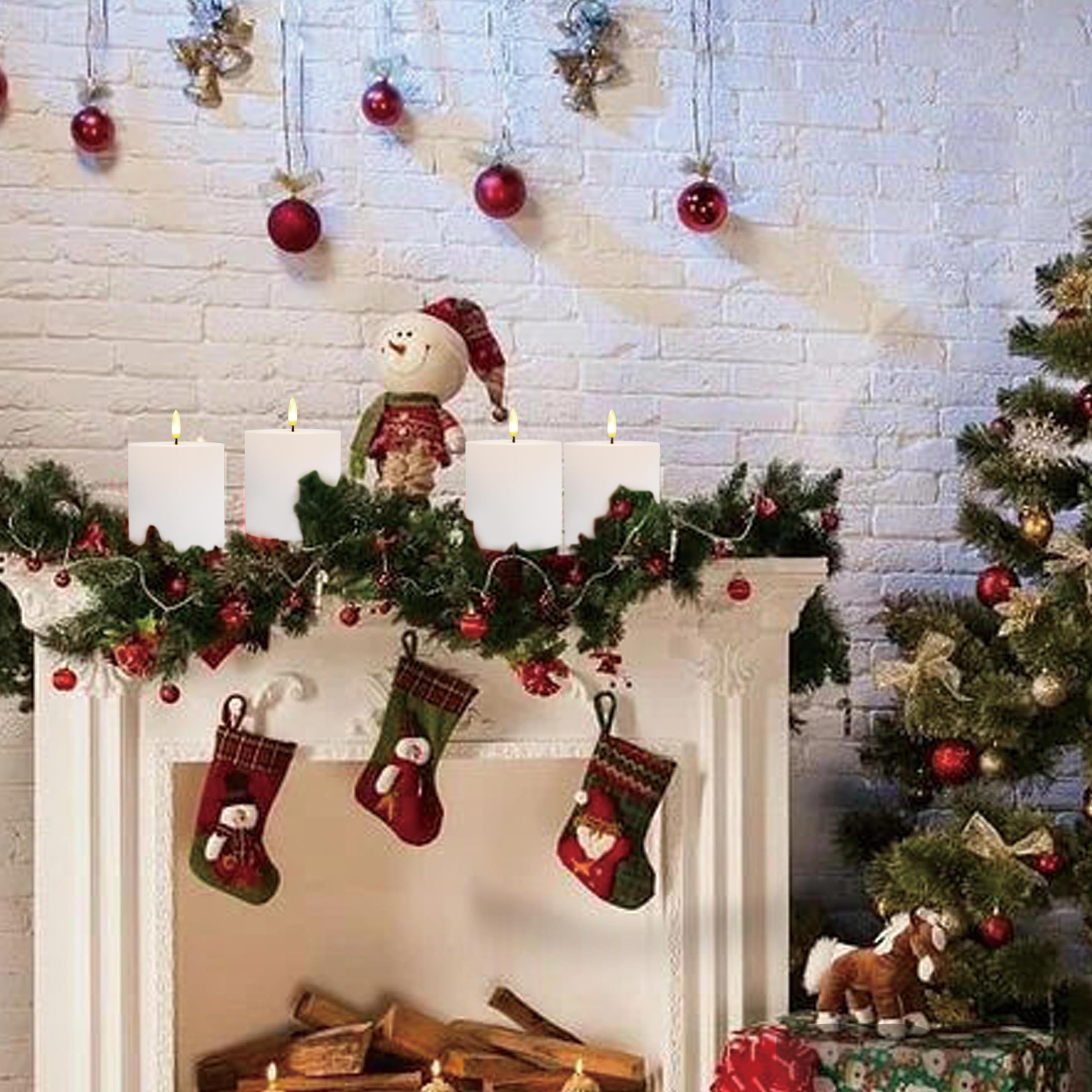 Bilymate White Wax Flameless Candles,Battery Operated Led Pillar Candles With Remote And Timer For Valentines Home Wedding Birth