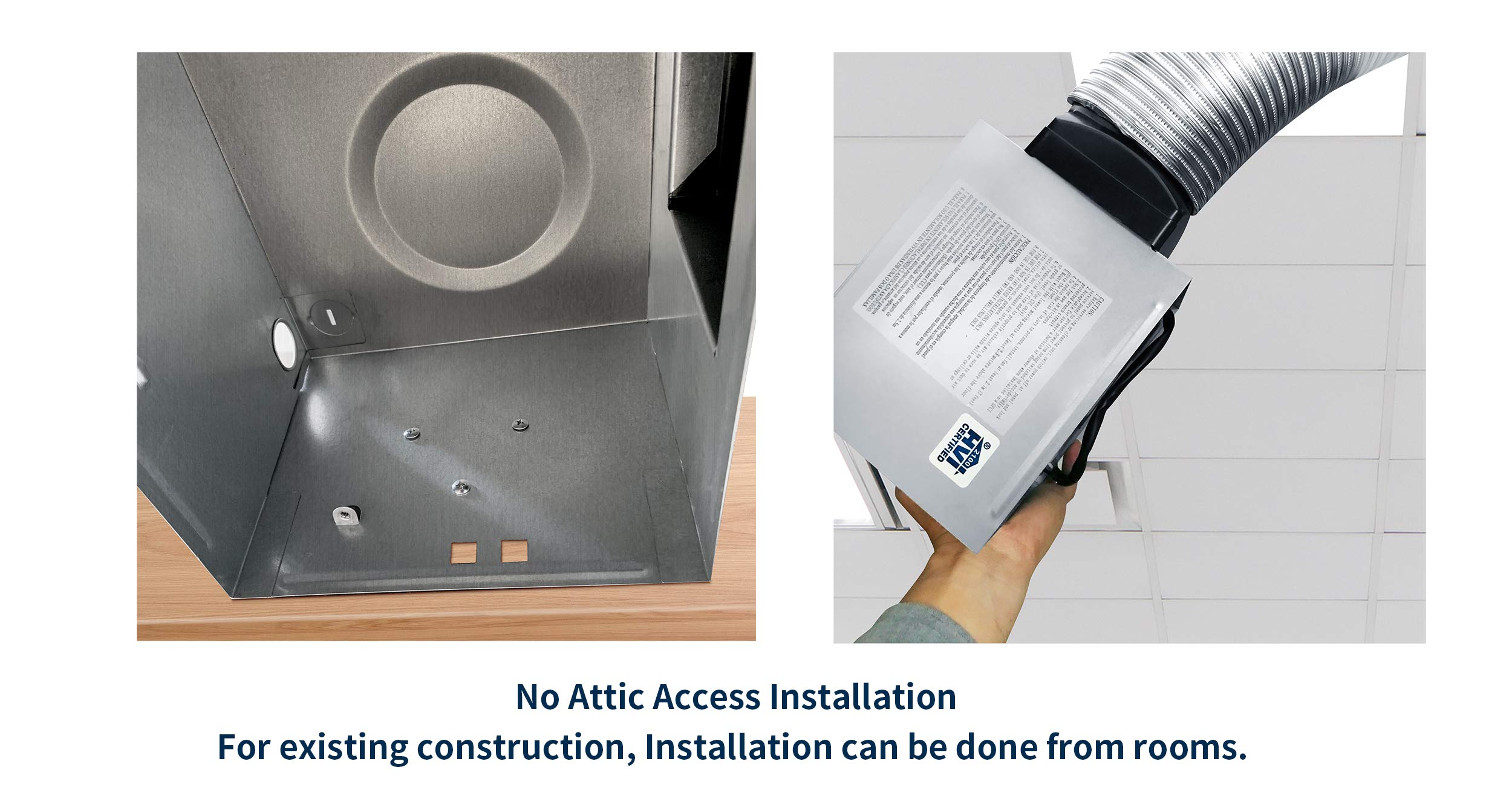 Tech Drive Bathroom Fan With Light 80 Cfm, 2.0Sone No Attic Access Needed Installation,Very Quiet Ventilation And Exhaust Fan Wi