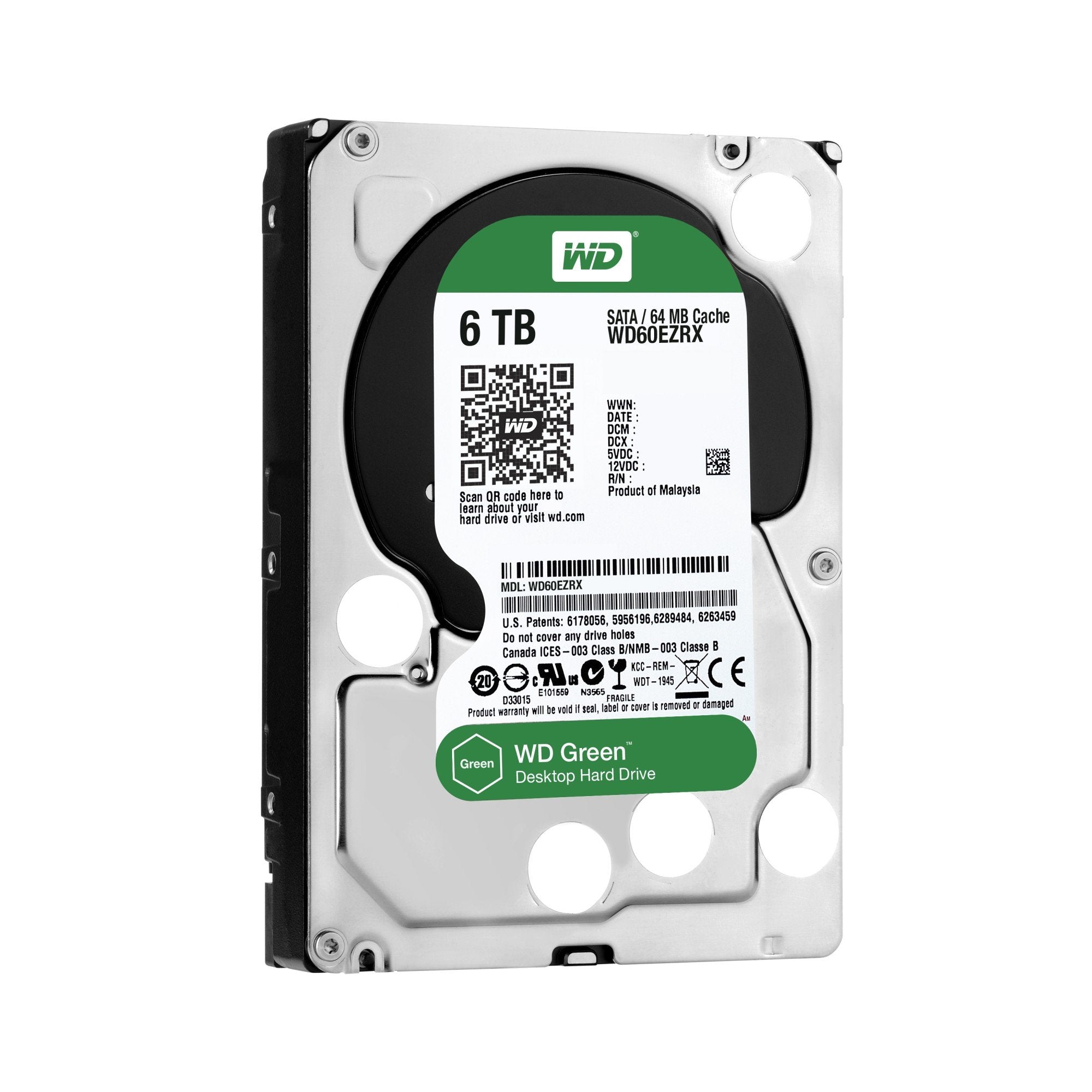 Wd Green 6Tb 3.5 Inch Sata 6.0Gb/S Intellipower 64Mb Cache Hard Drive (Wd60Ezrx)