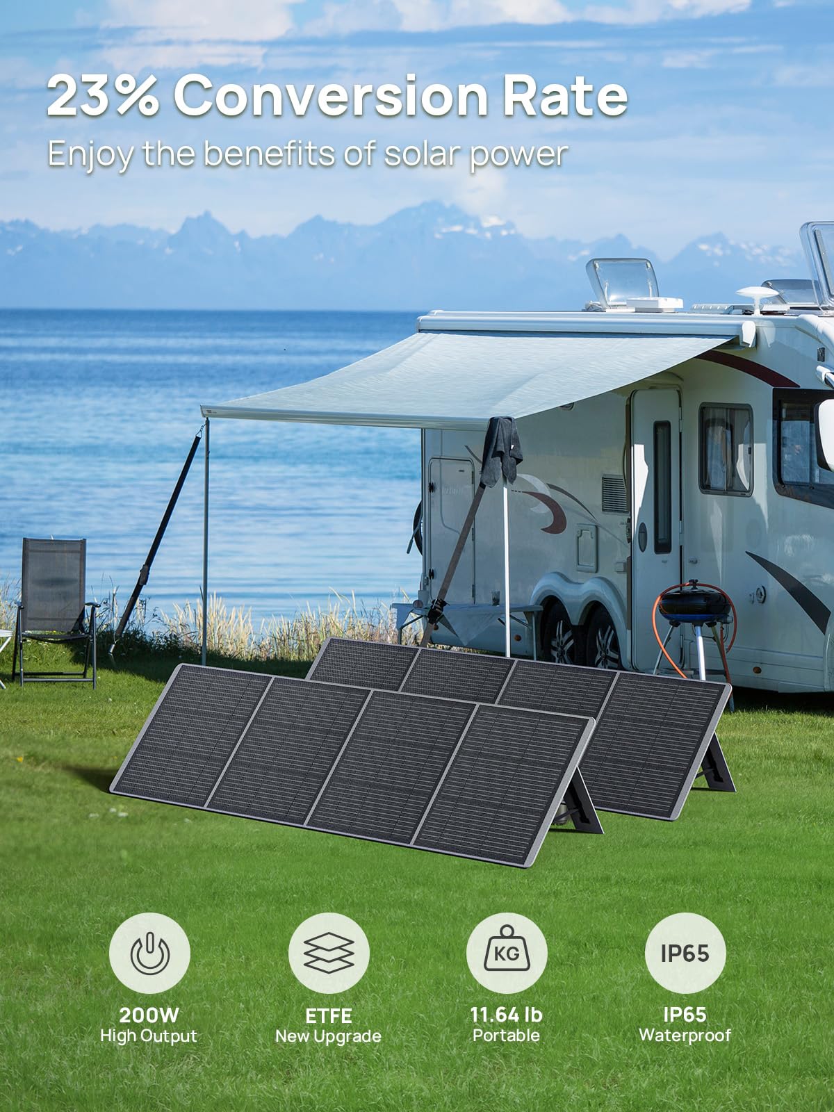 Aferiy Solar Generator P210 With 2Pcs 200W Solar Panel | 2400W Portable Power Station 2048Wh | Ac Output With 120V,2400W,Solar G