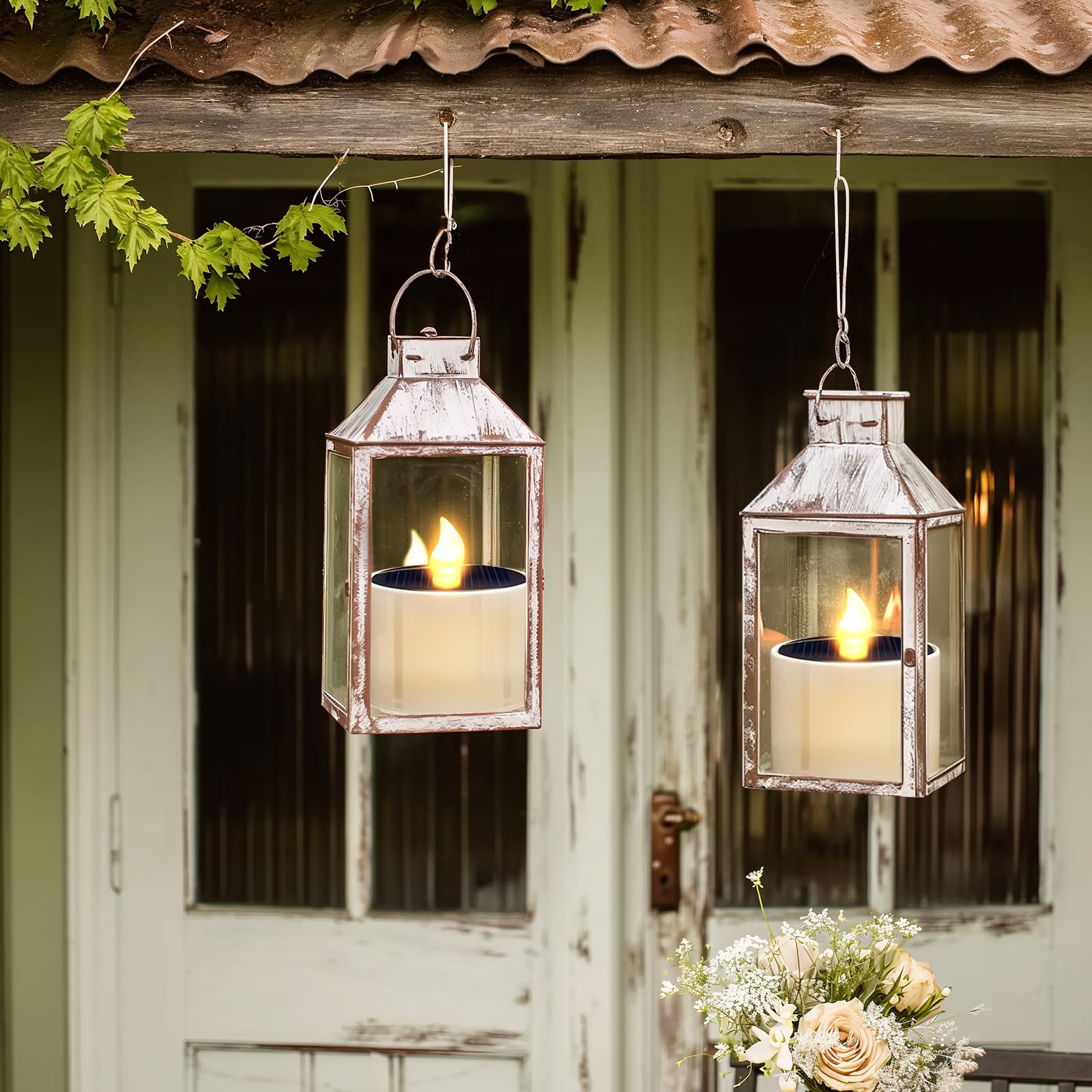 Soulbay 6Pcs Solar Power Tea Lights Outdoor Candle Flameless Flicker Ip65 Waterproof Rechargeable Led Candles With Dusk To Dawn