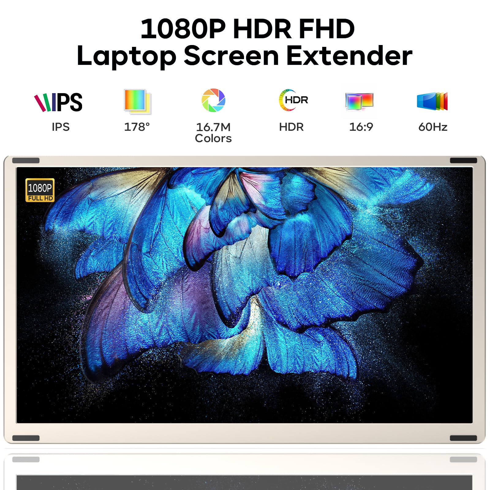 Laptop Screen Extender, 15.6'' Portable Monitor, Fhd 1080P Ips 360 Rotation Screen Triple Monitor Laptops, Removable Multi Mode