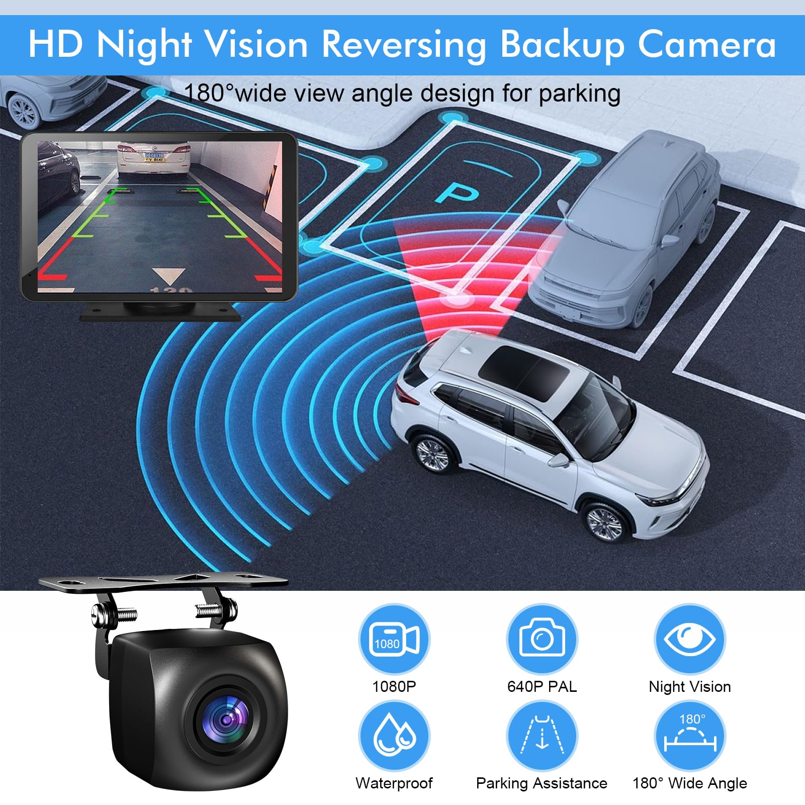 Capapro 7" HD Wireless Car Stereo - Apple Carplay, Android Auto, GPS, Bluetooth, Voice Control, Double Din