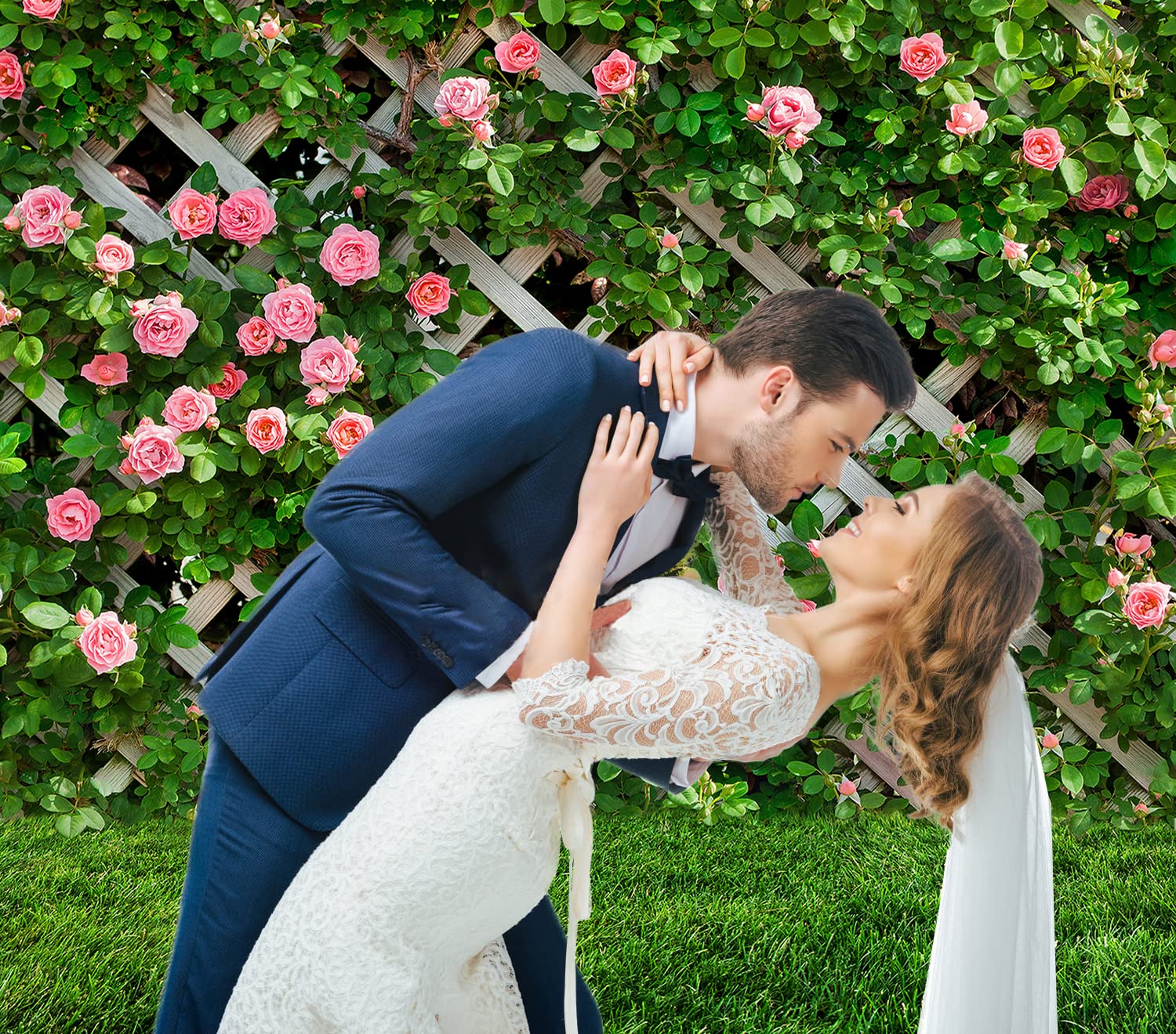 Aiikes 8X8Ft Flowers Photography Backdrop Spring Floral Photo Background Green Leaf Fence Backdrops Wedding Bridal Backdrop Baby