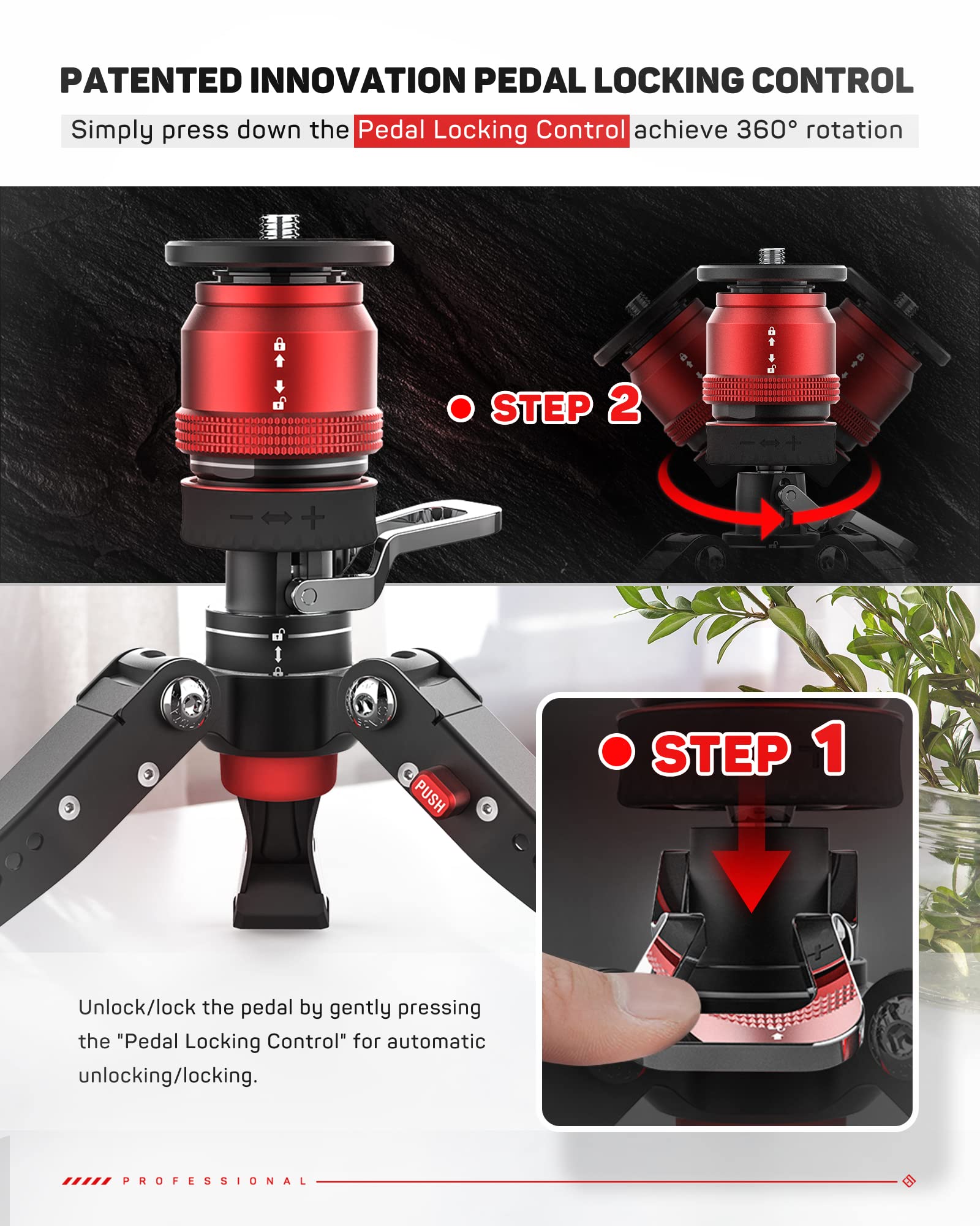 Ifootage Mini Tripod For Camera, Professional Tabletop Tripod With Pedal For Photography, Small Tripod Max Load Up To 17.64 Lbs,